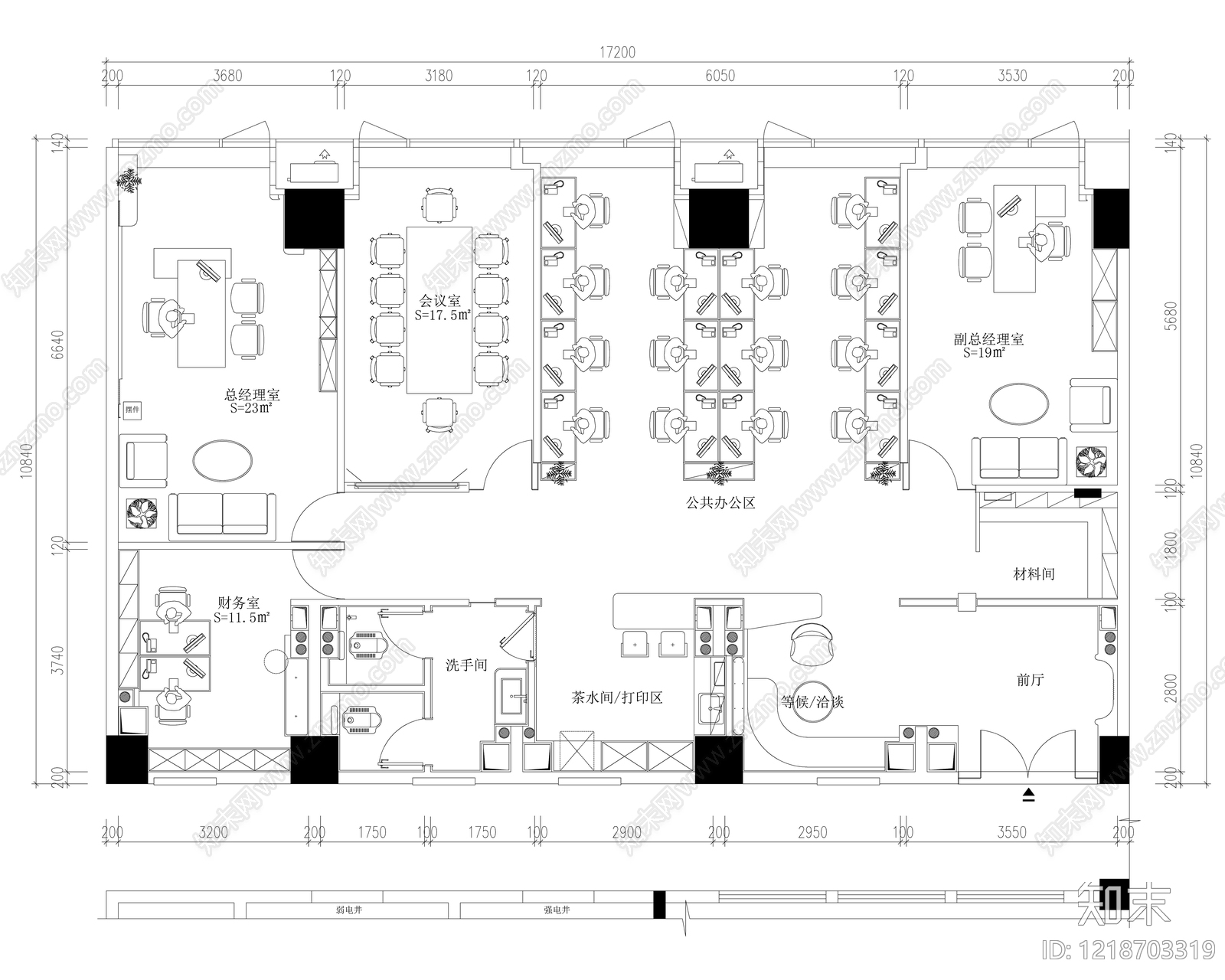 其他办公空间cad施工图下载【ID:1218703319】