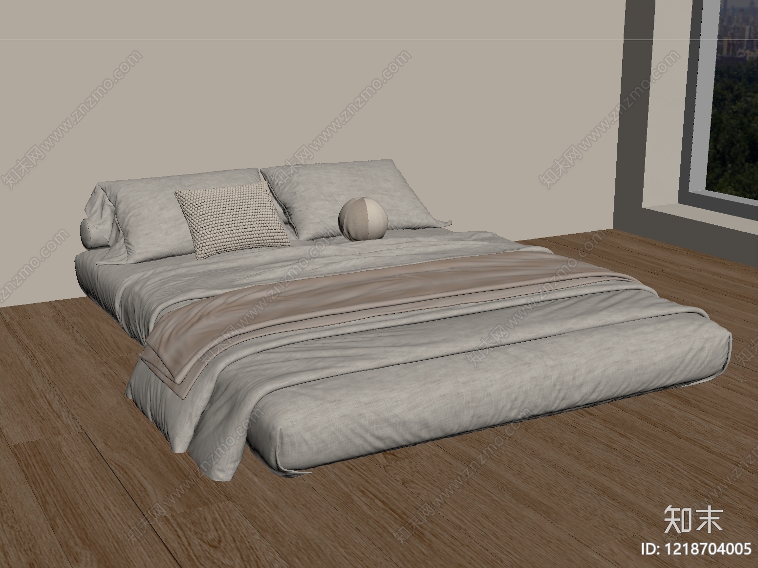 日式双人床SU模型下载【ID:1218704005】