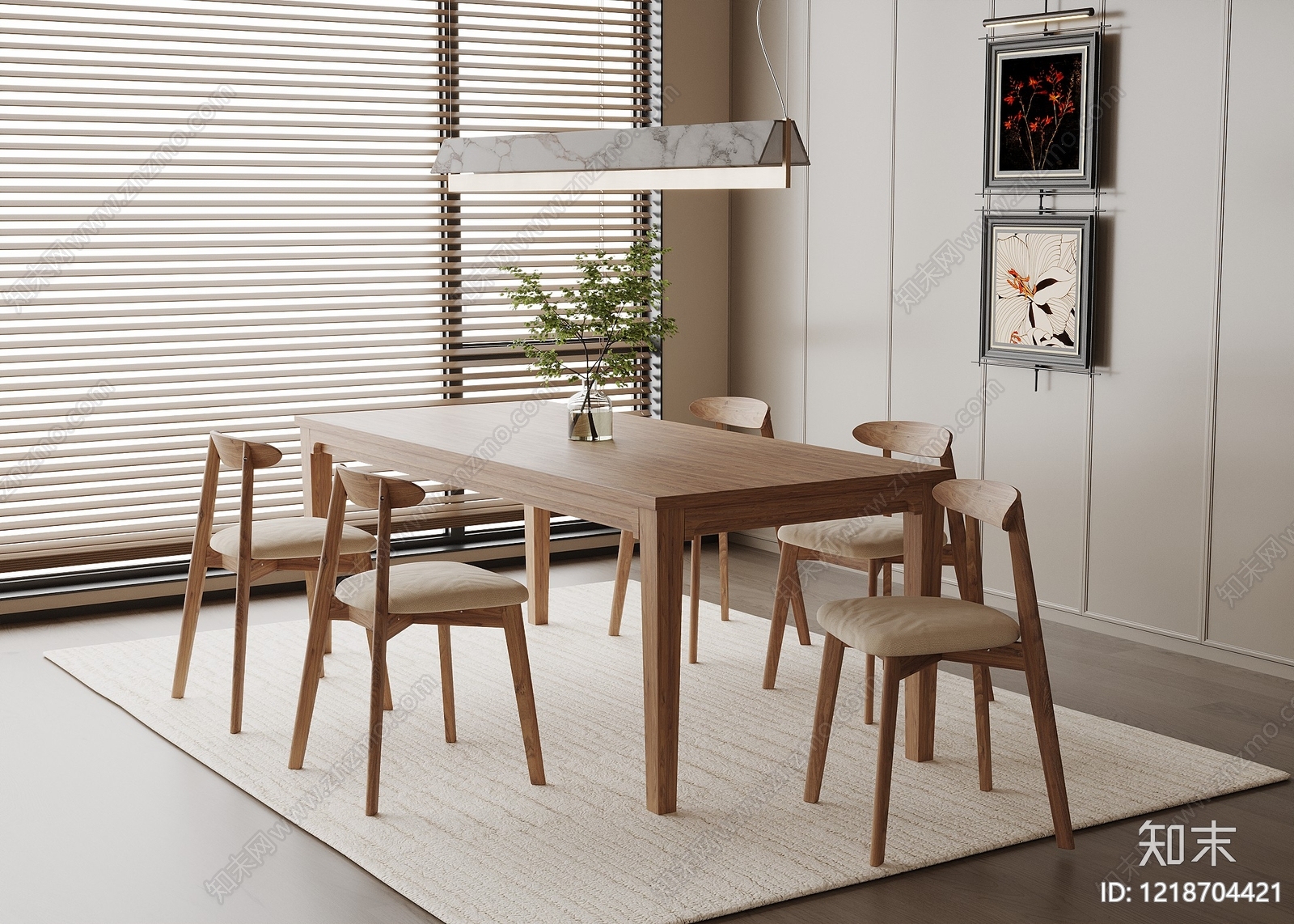 原木风家居餐厅3D模型下载【ID:1218704421】