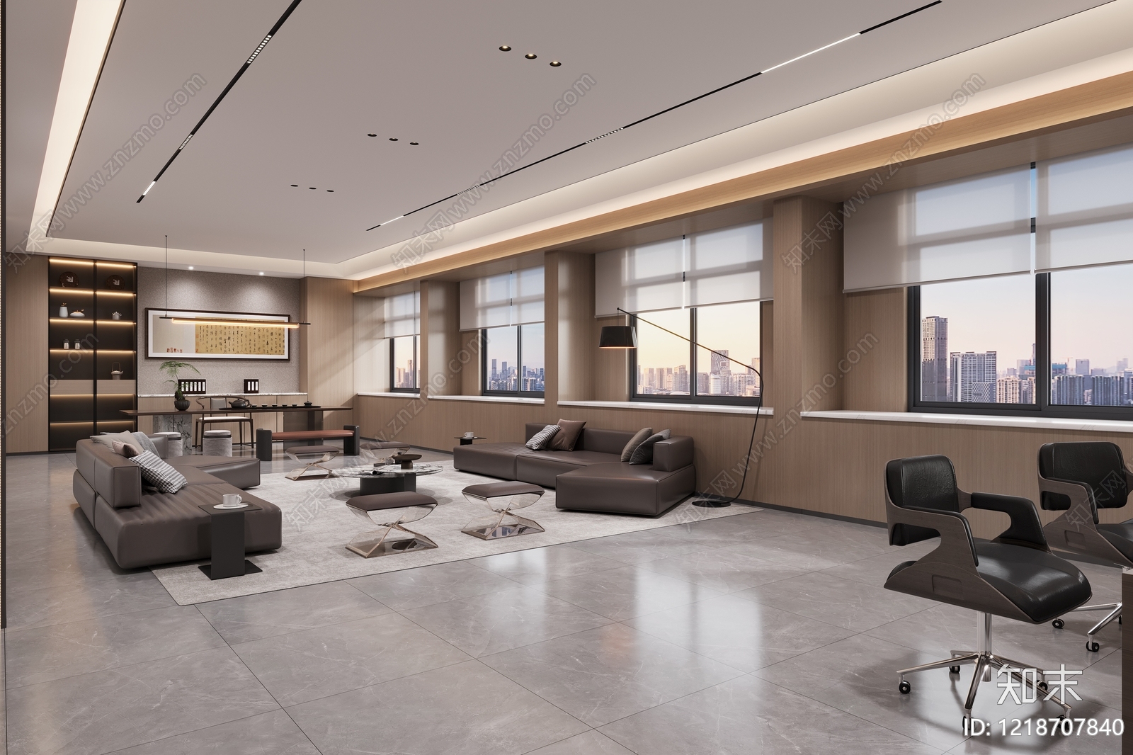 新中式董事长办公室3D模型下载【ID:1218707840】