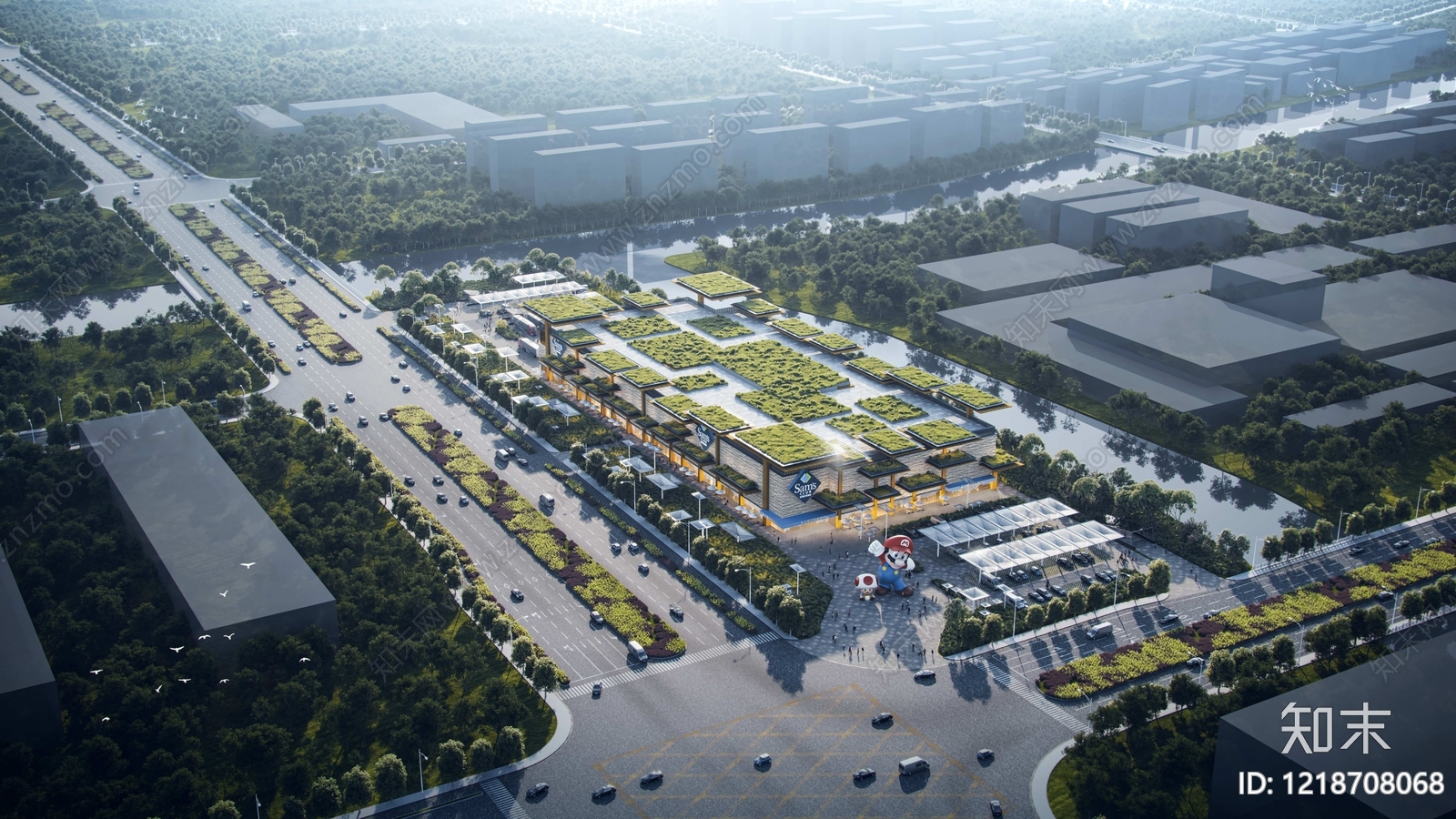 新中式超级市场SU模型下载【ID:1218708068】