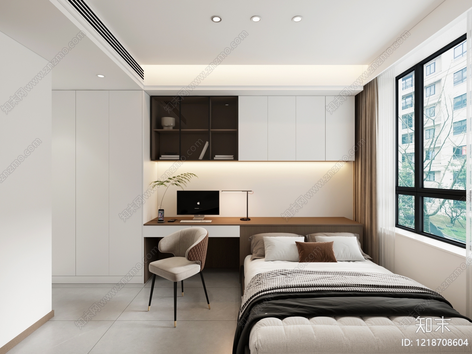 现代简约小卧室3D模型下载【ID:1218708604】