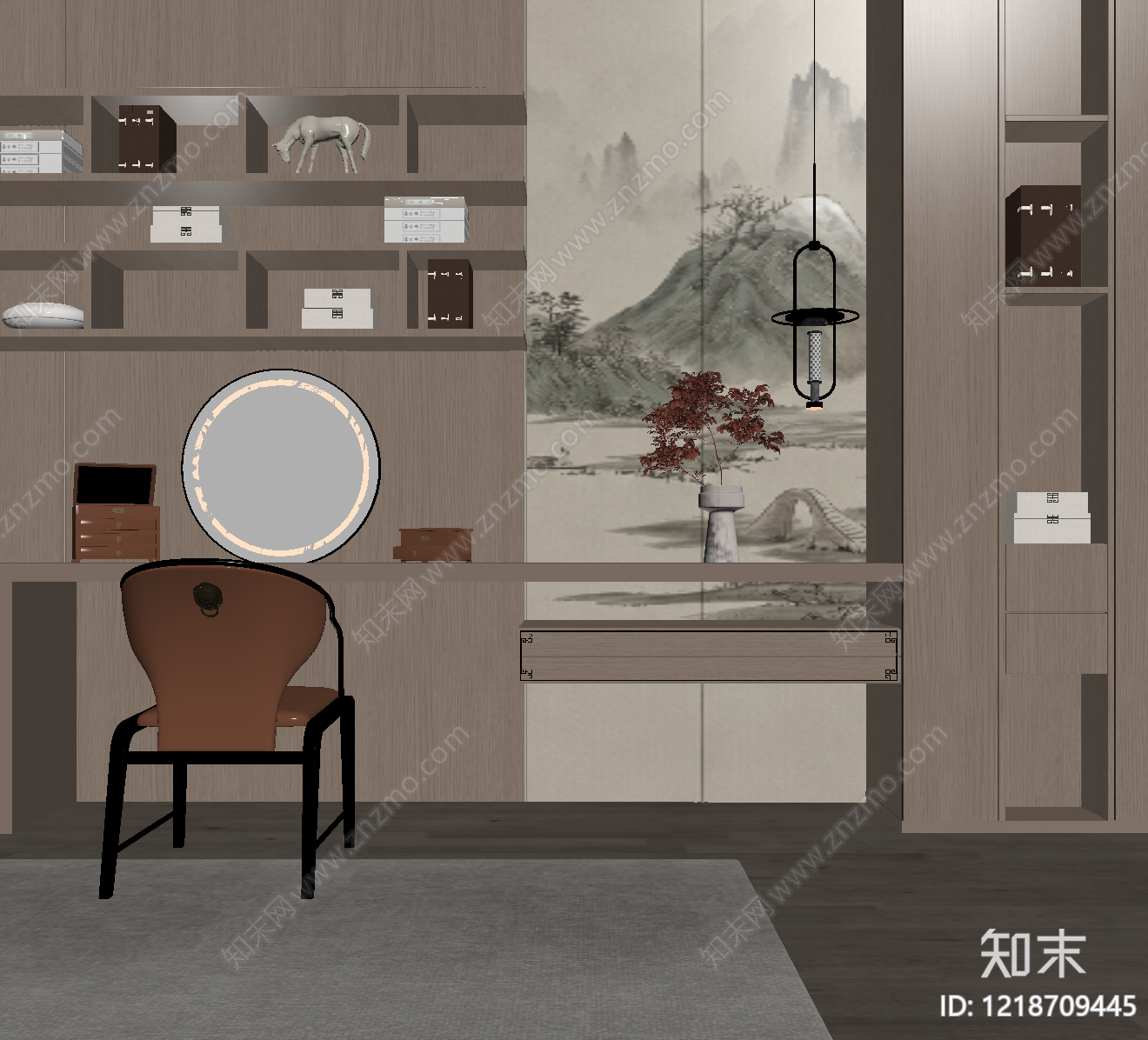 新中式梳妆台SU模型下载【ID:1218709445】
