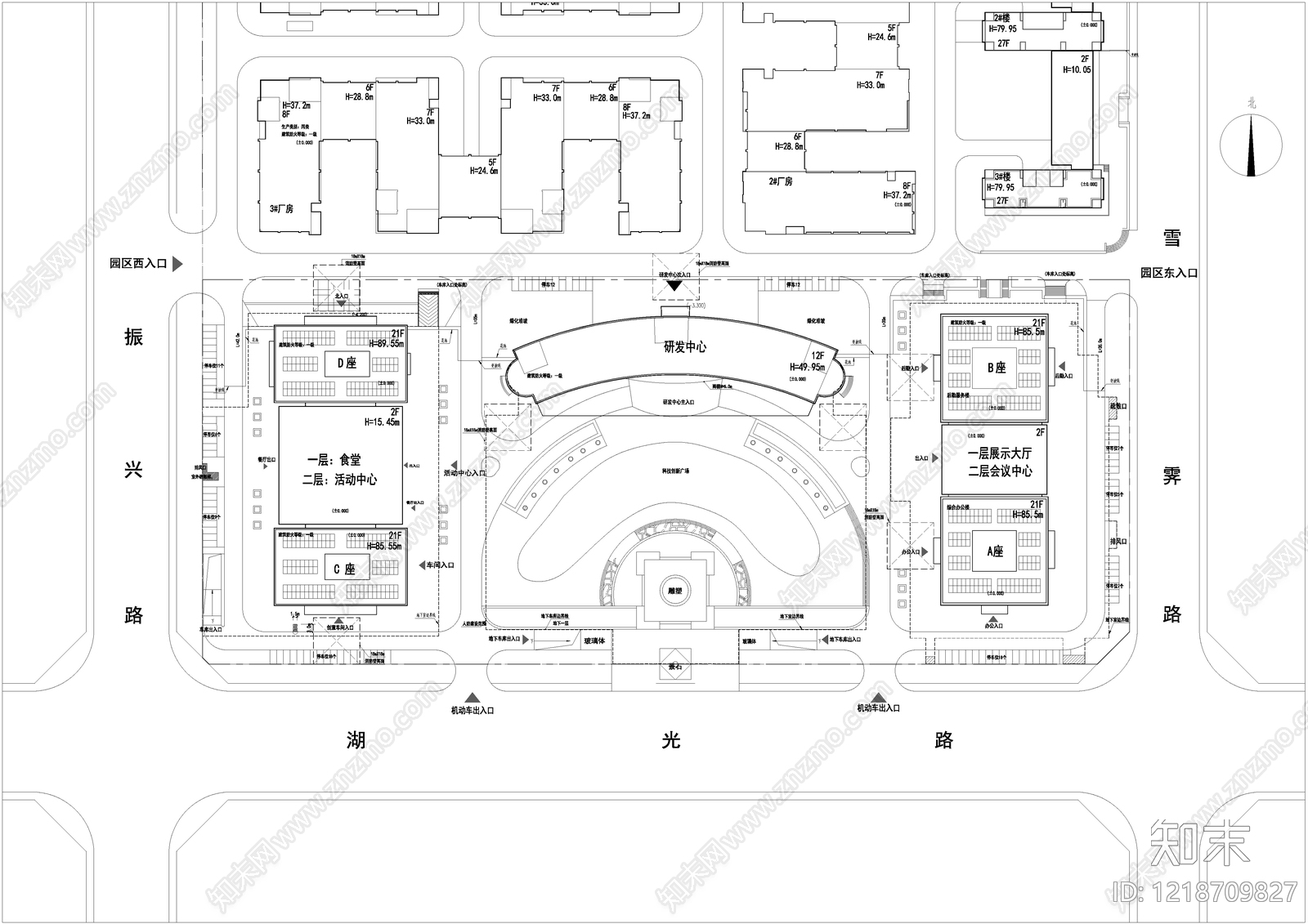 产业园建筑cad施工图下载【ID:1218709827】