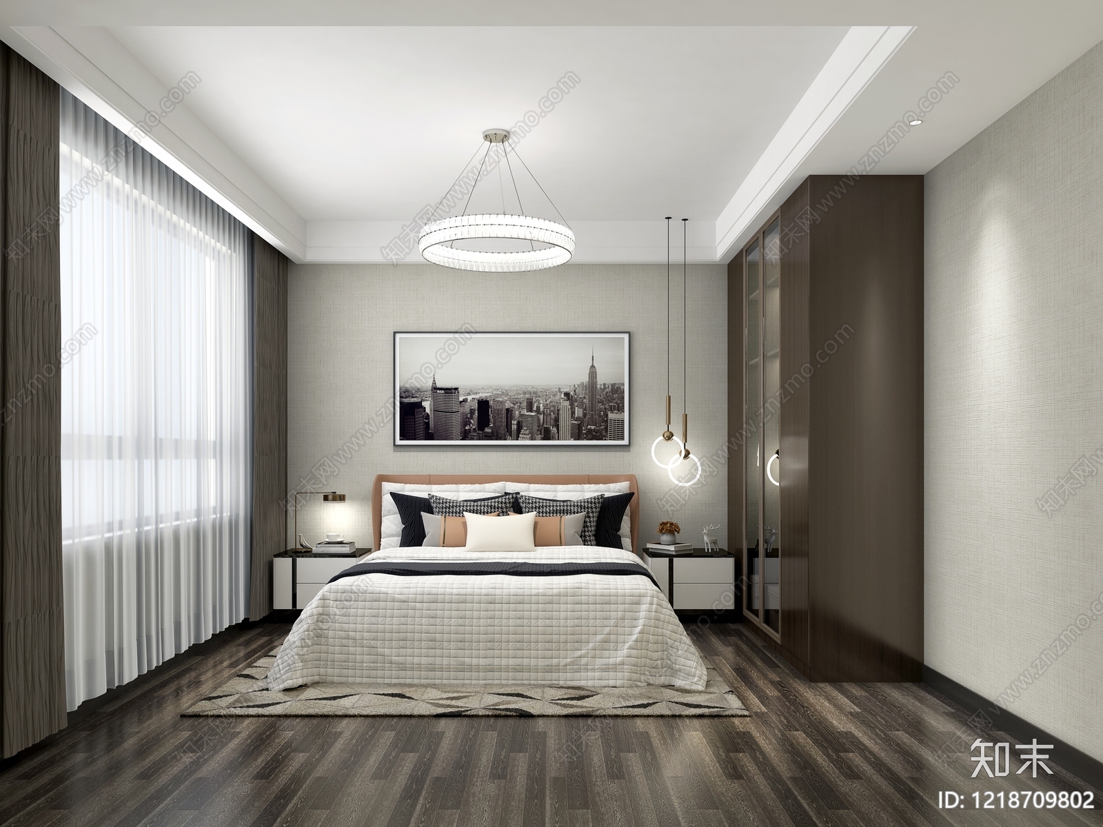 现代简约主卧3D模型下载【ID:1218709802】