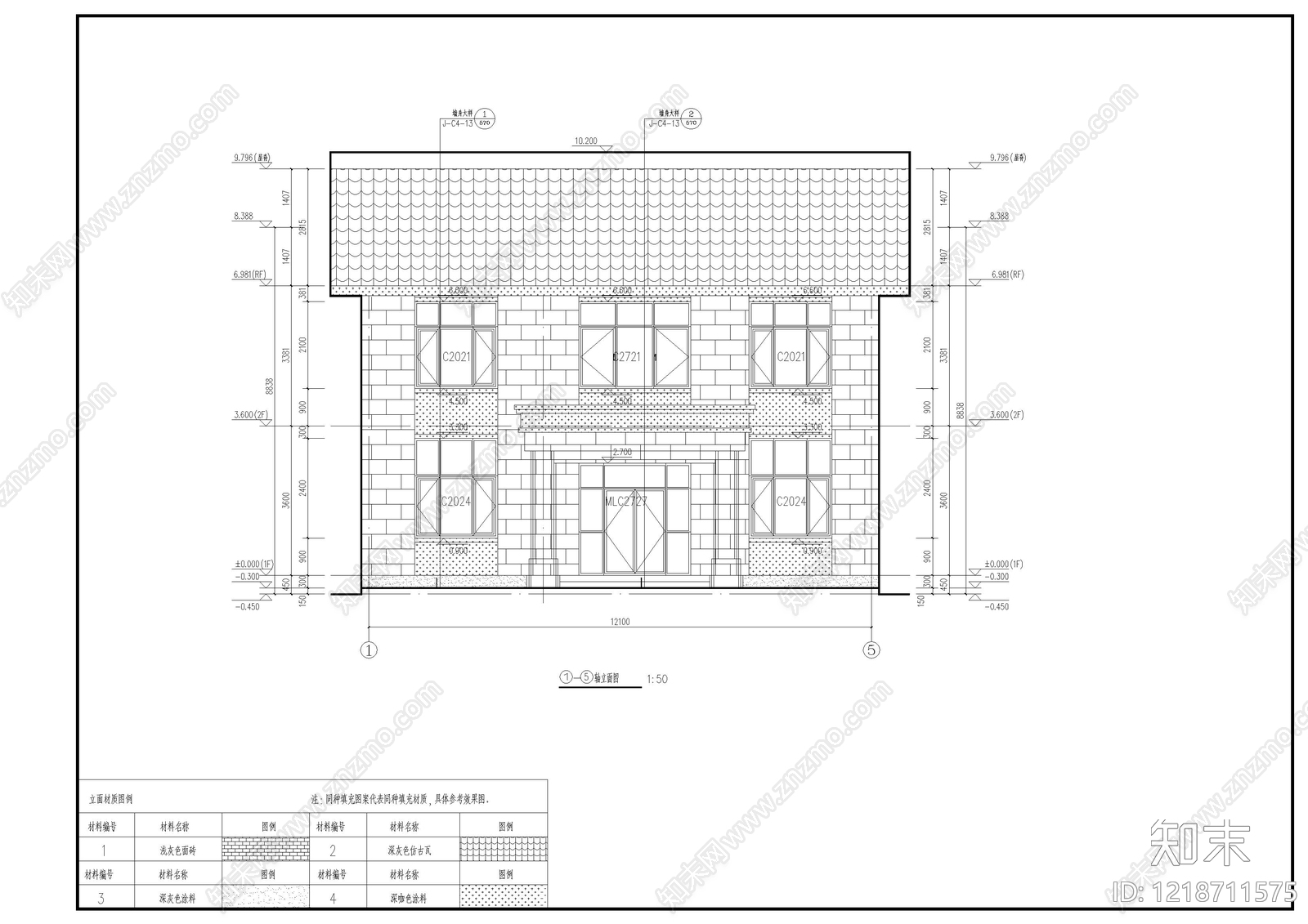 别墅建筑cad施工图下载【ID:1218711575】