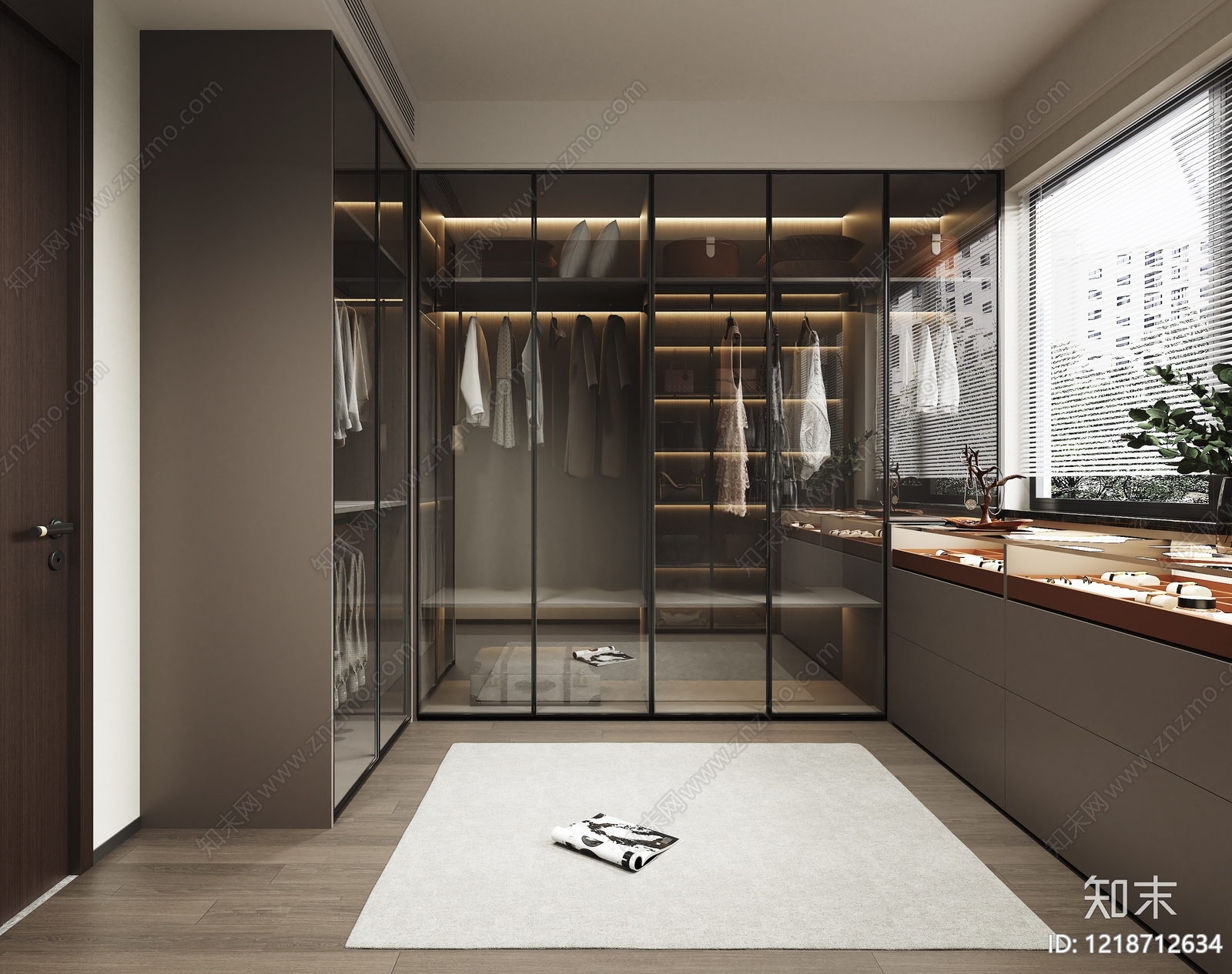 现代简约衣帽间3D模型下载【ID:1218712634】