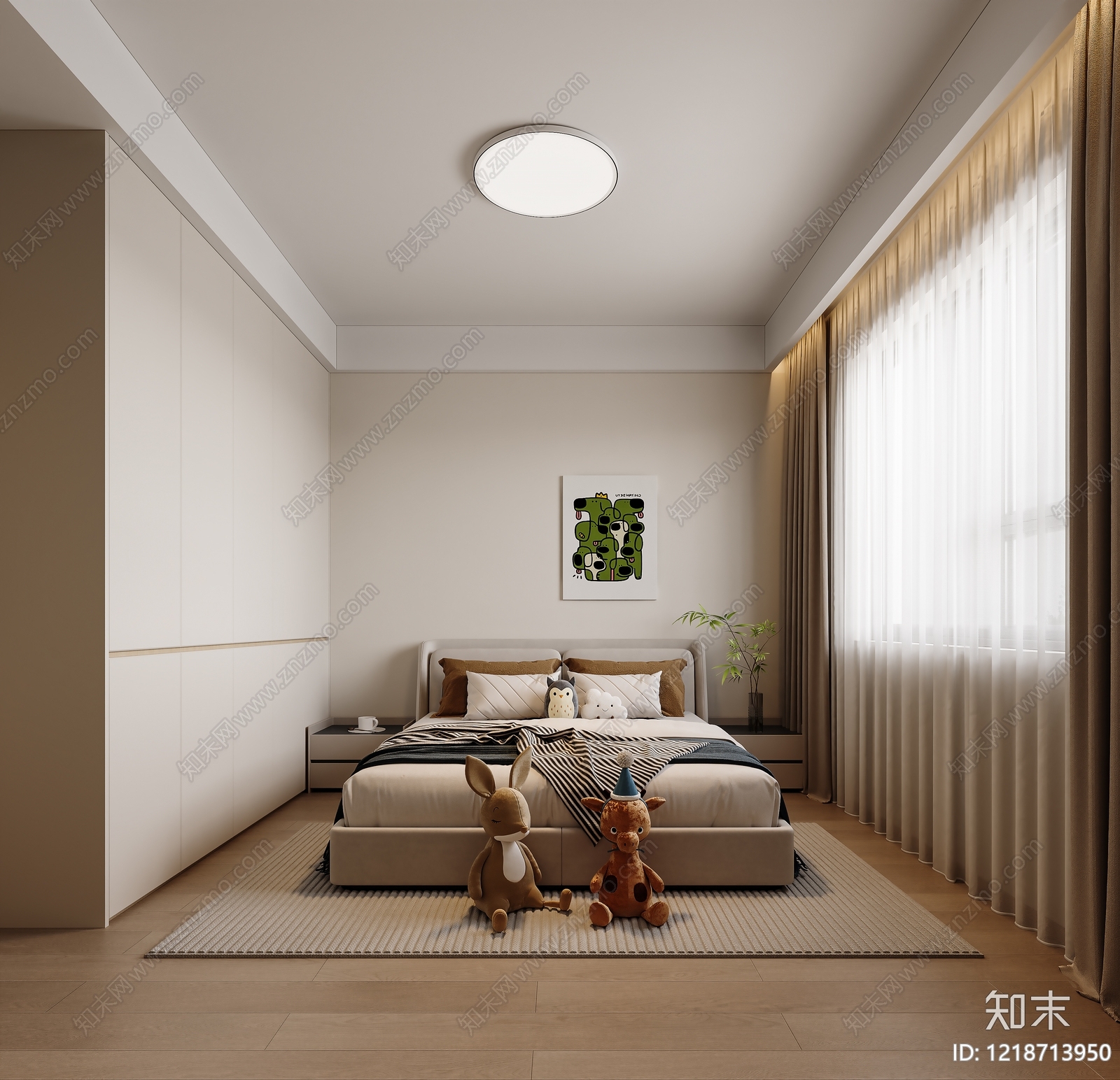 奶油风通用儿童房3D模型下载【ID:1218713950】