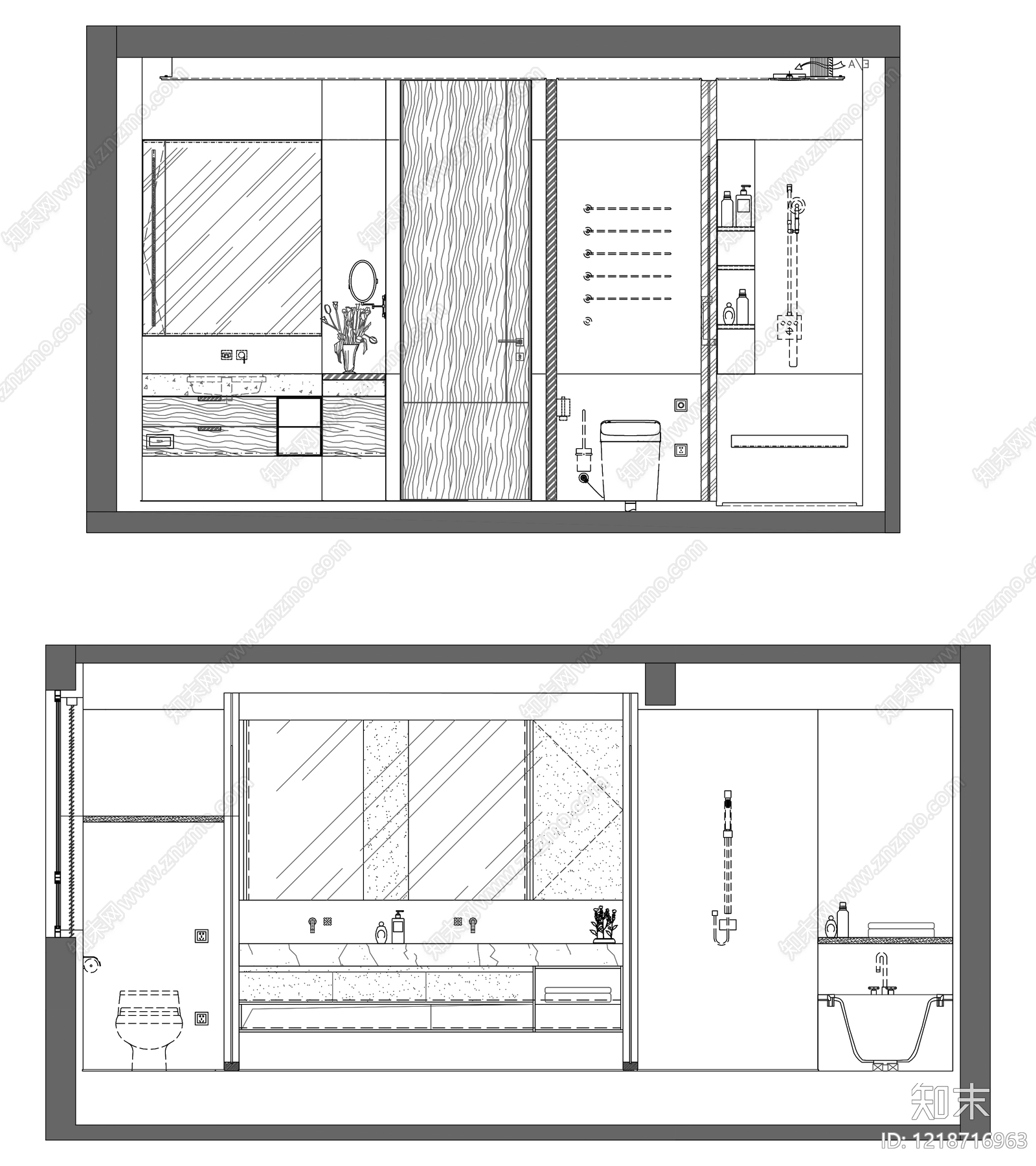 卫生间cad施工图下载【ID:1218716963】