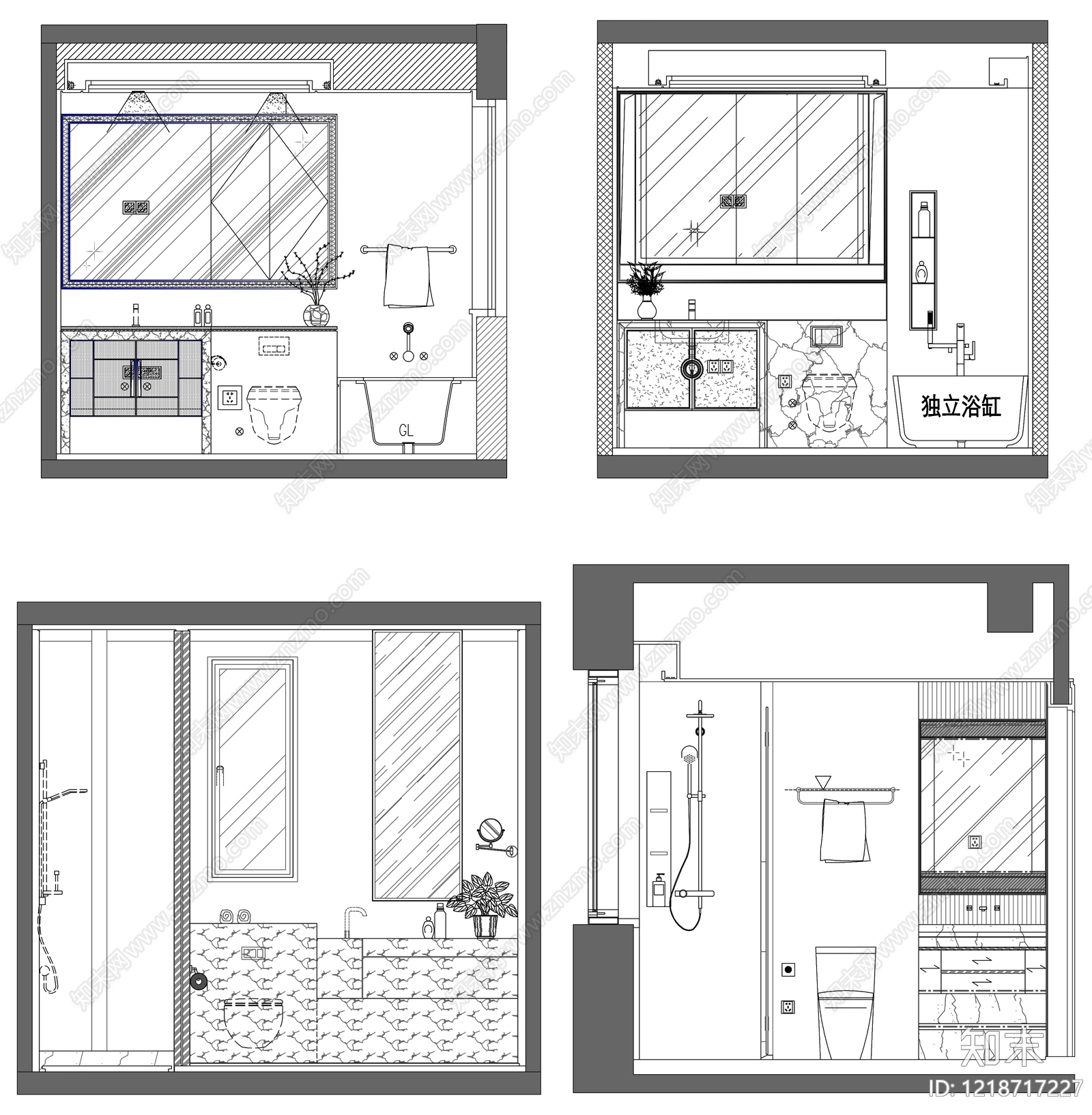 卫生间cad施工图下载【ID:1218717227】