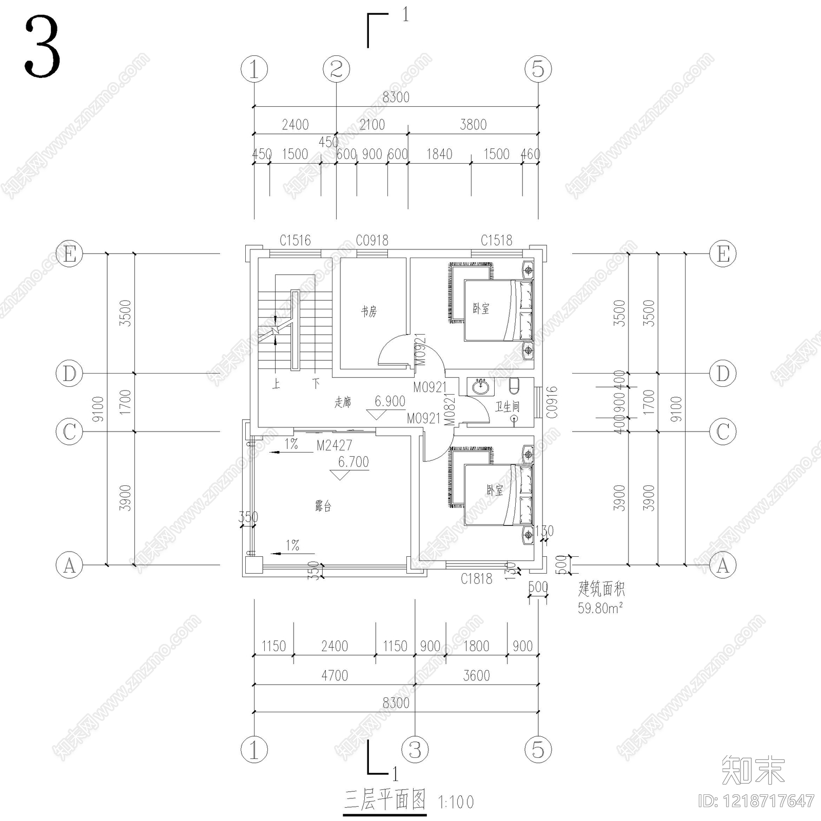 别墅建筑cad施工图下载【ID:1218717647】