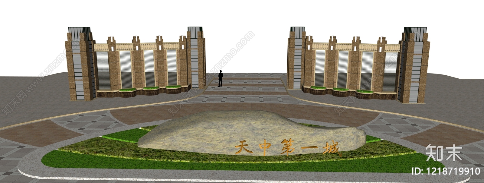 新中式入口大门SU模型下载【ID:1218719910】