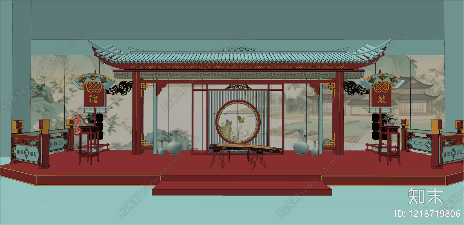 新中式文创展台SU模型下载【ID:1218719806】