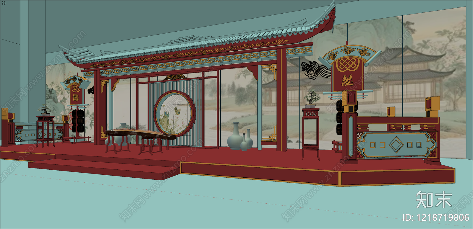 新中式文创展台SU模型下载【ID:1218719806】