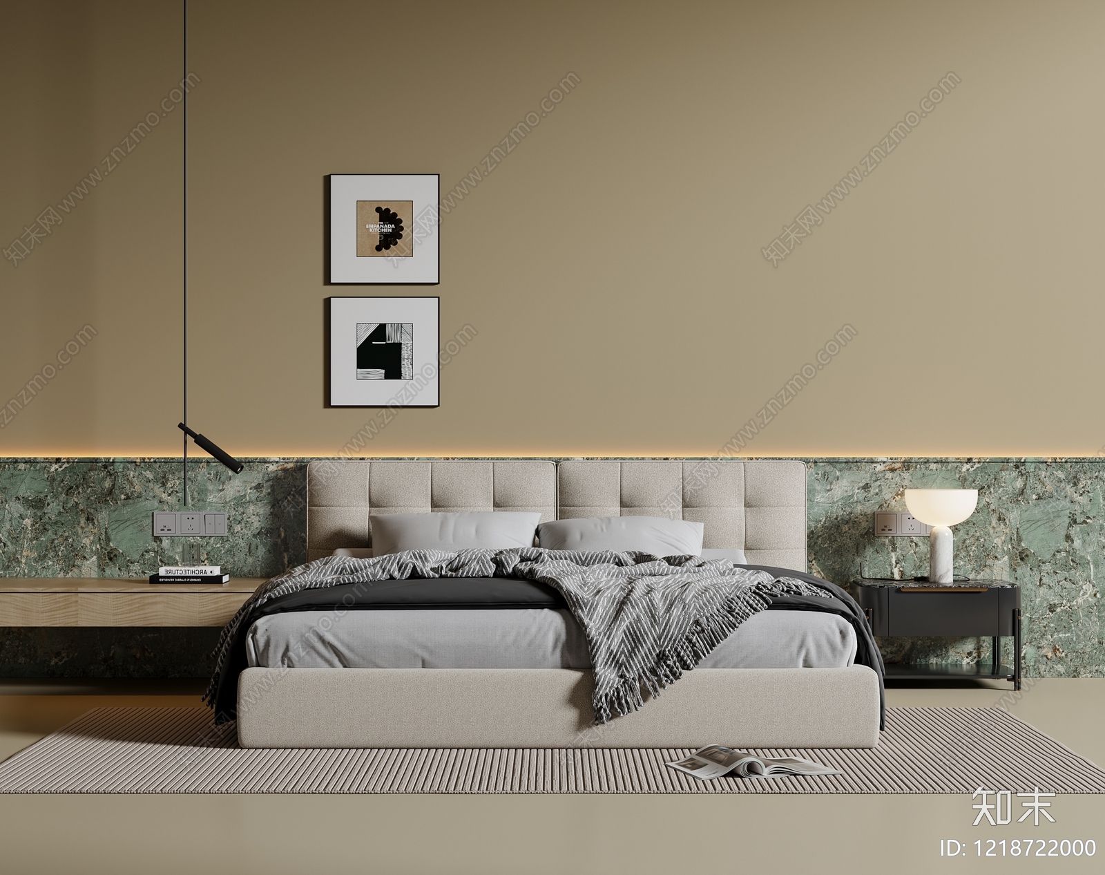 现代简约双人床SU模型下载【ID:1218722000】