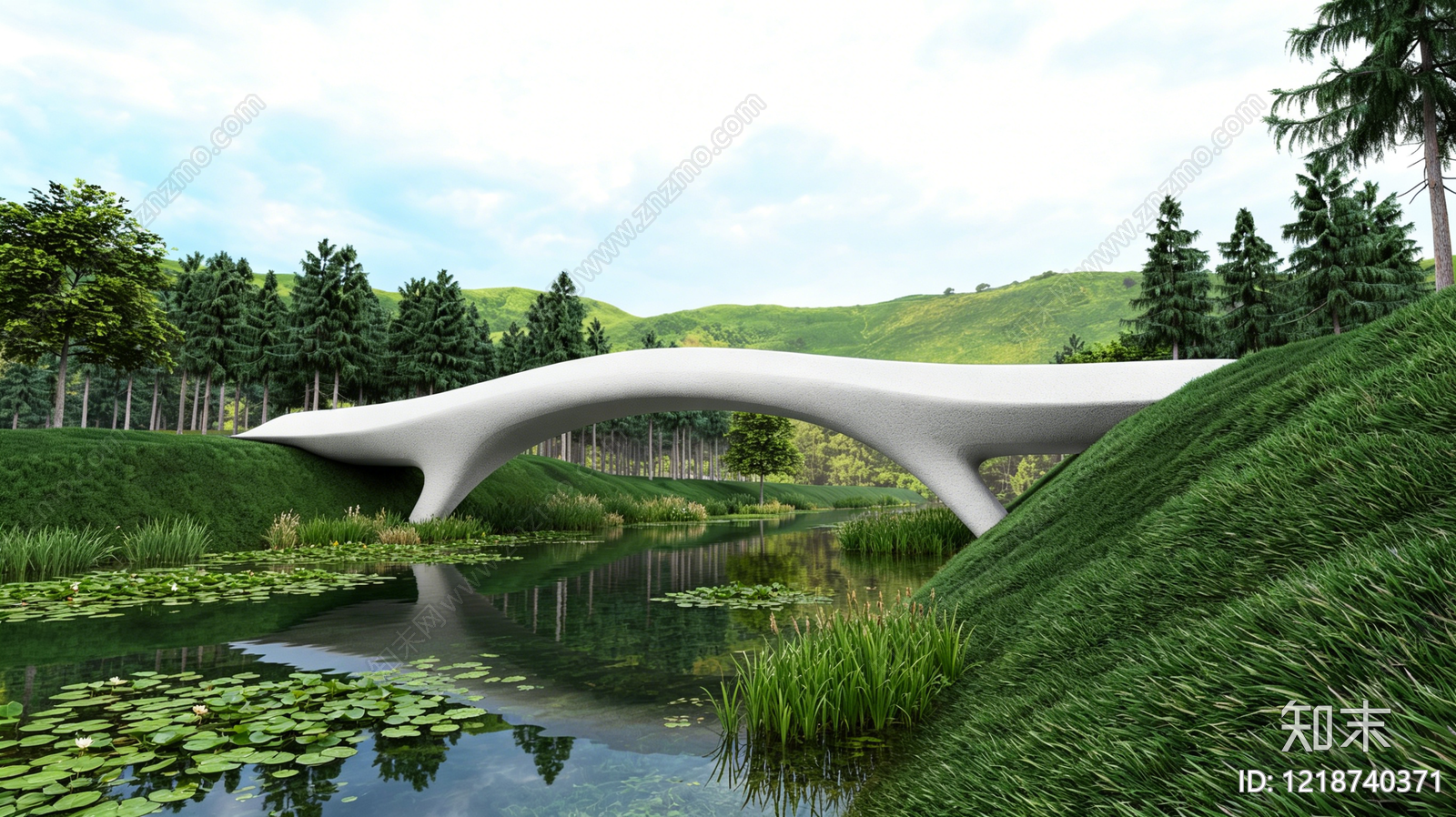 极简主义景观桥3D模型渲染效果图
