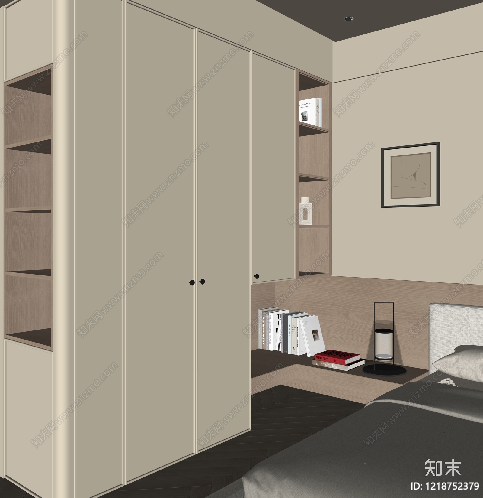 奶油风主卧SU模型下载【ID:1218752379】