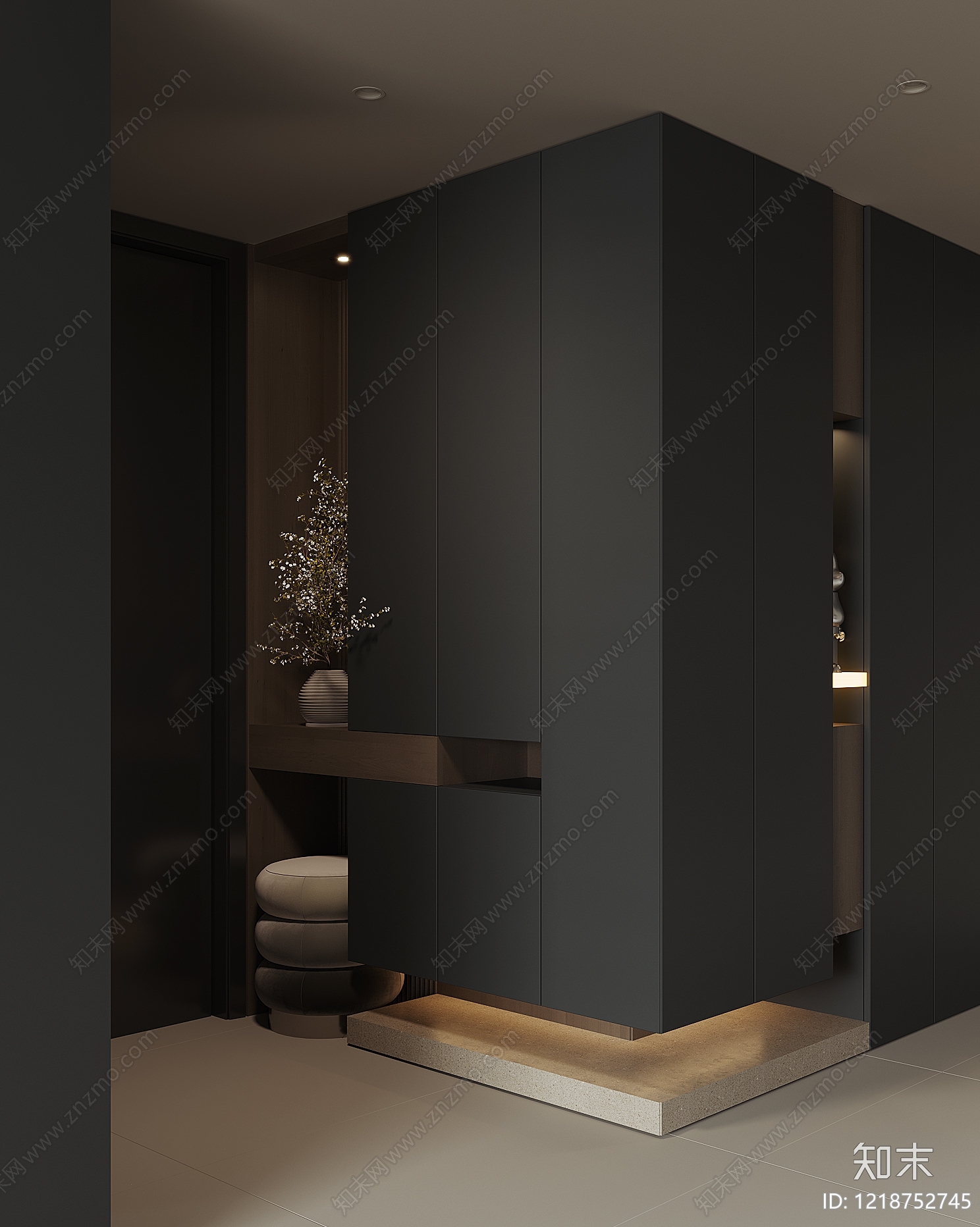 极简鞋柜3D模型下载【ID:1218752745】