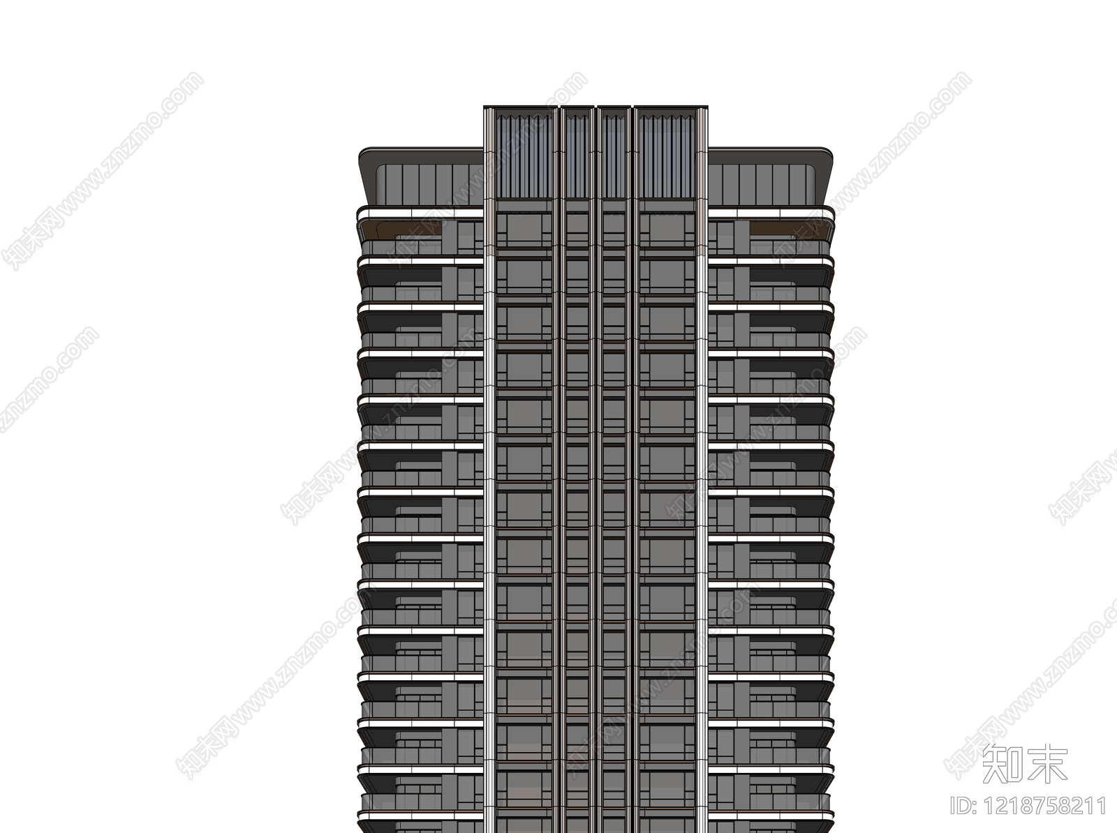 现代小高层住宅楼SU模型下载【ID:1218758211】