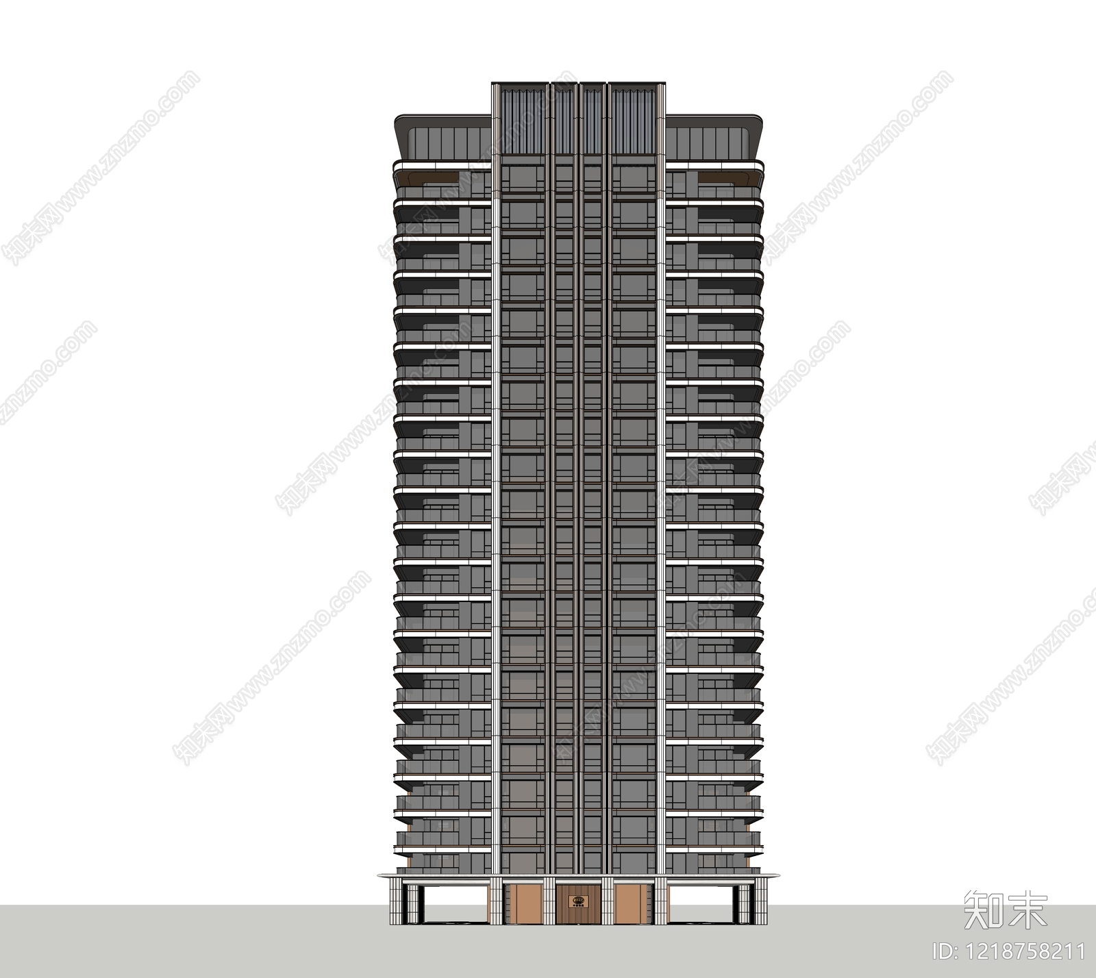 现代小高层住宅楼SU模型下载【ID:1218758211】