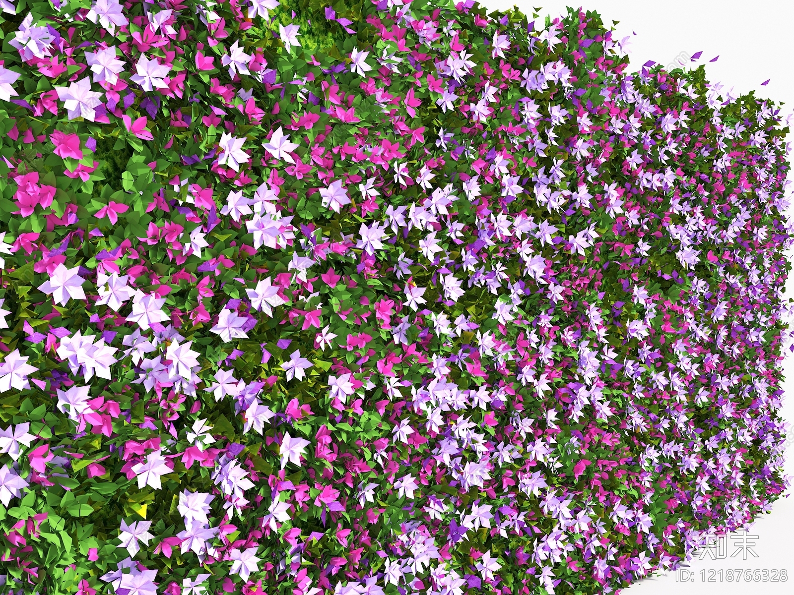 浪漫花艺风绿植墙3D模型渲染效果图