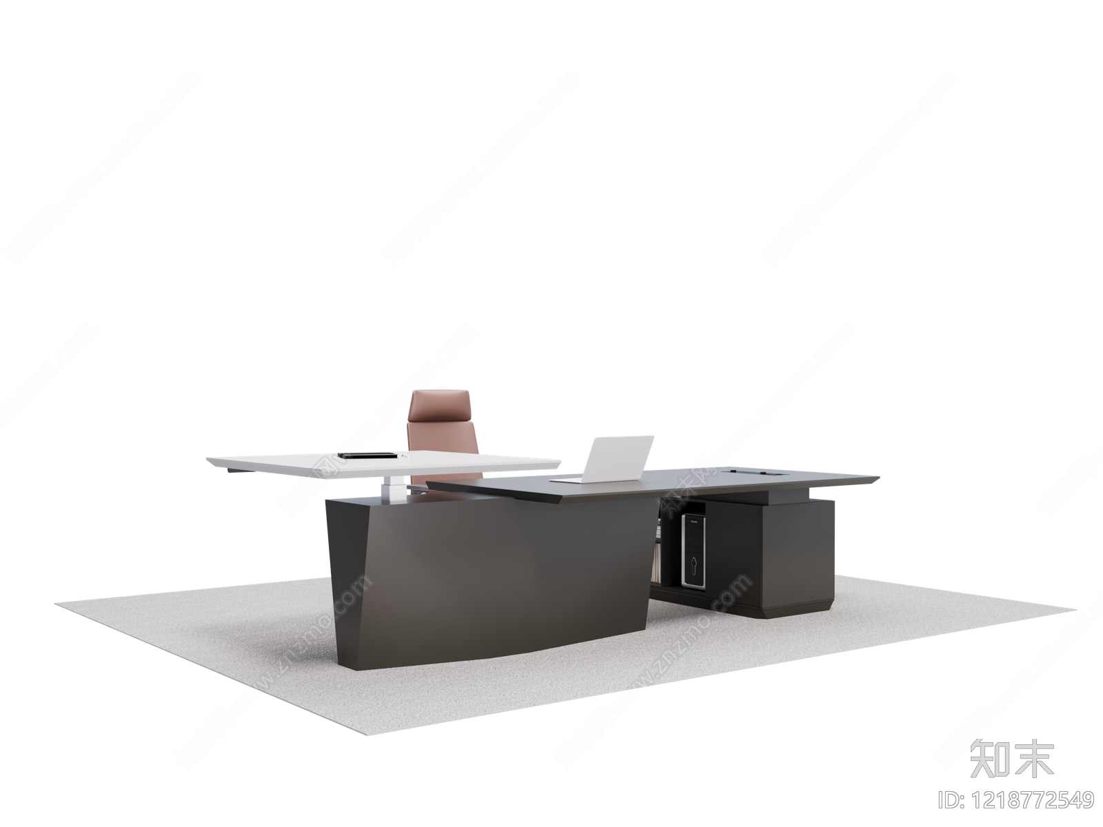 现代极简办公桌3D模型下载【ID:1218772549】