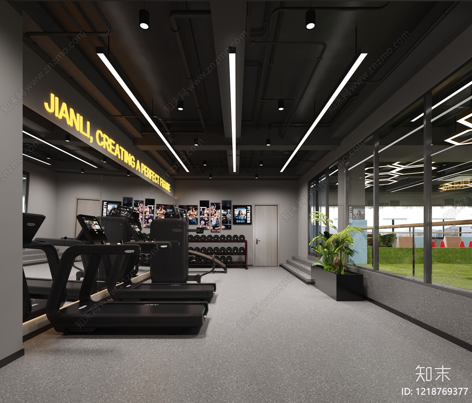 现代简约健身房3D模型下载【ID:1218769377】