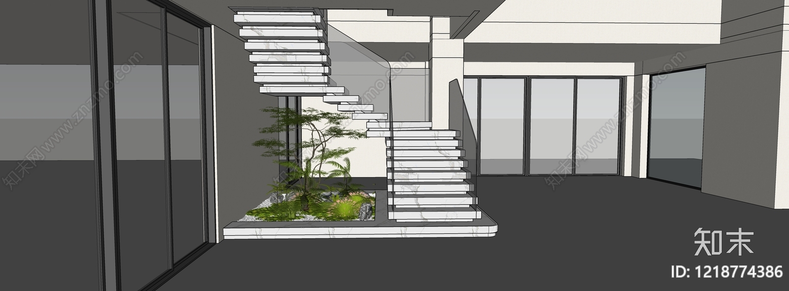 现代叠机楼梯SU模型下载【ID:1218774386】