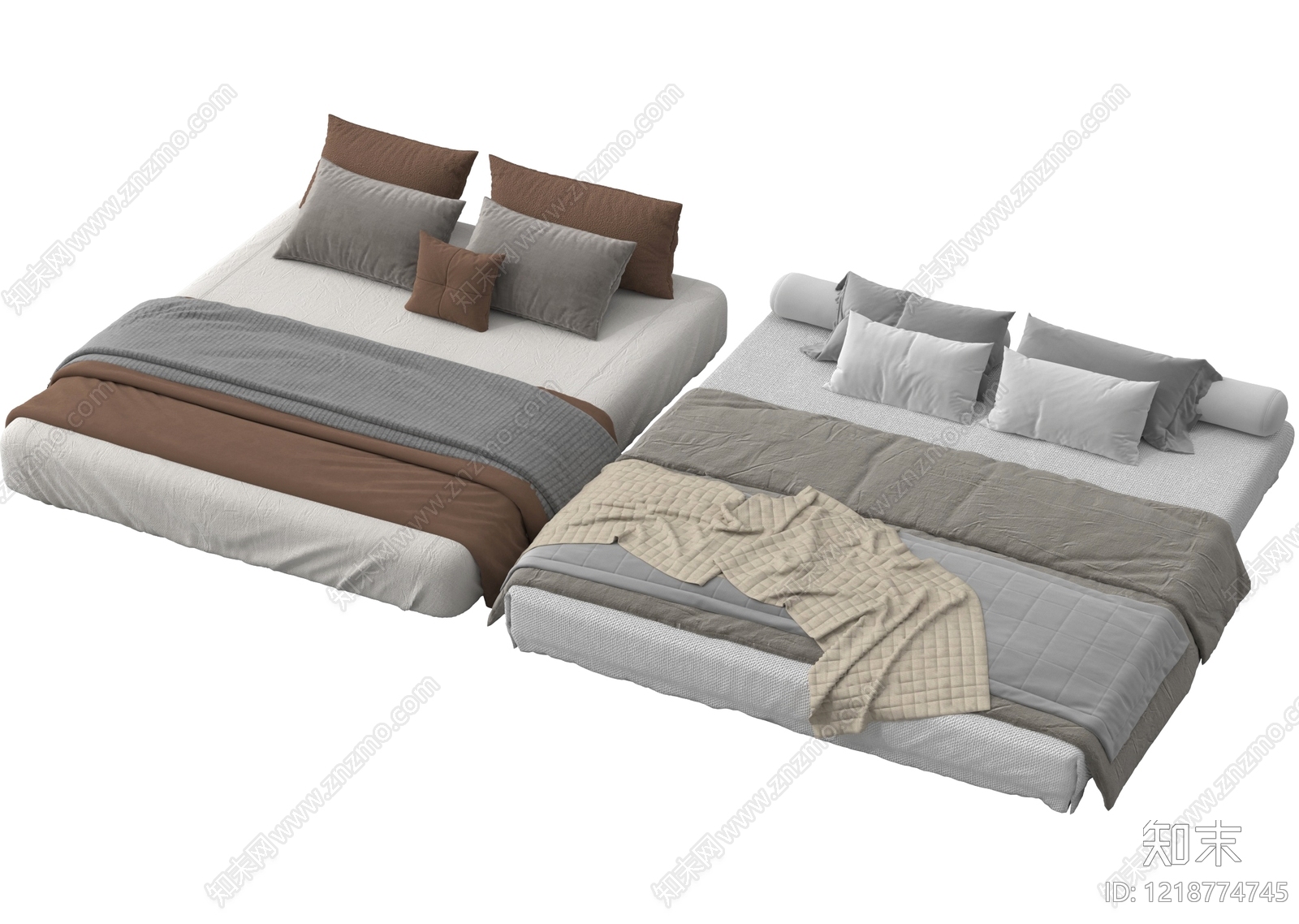 现代简约双人床3D模型下载【ID:1218774745】
