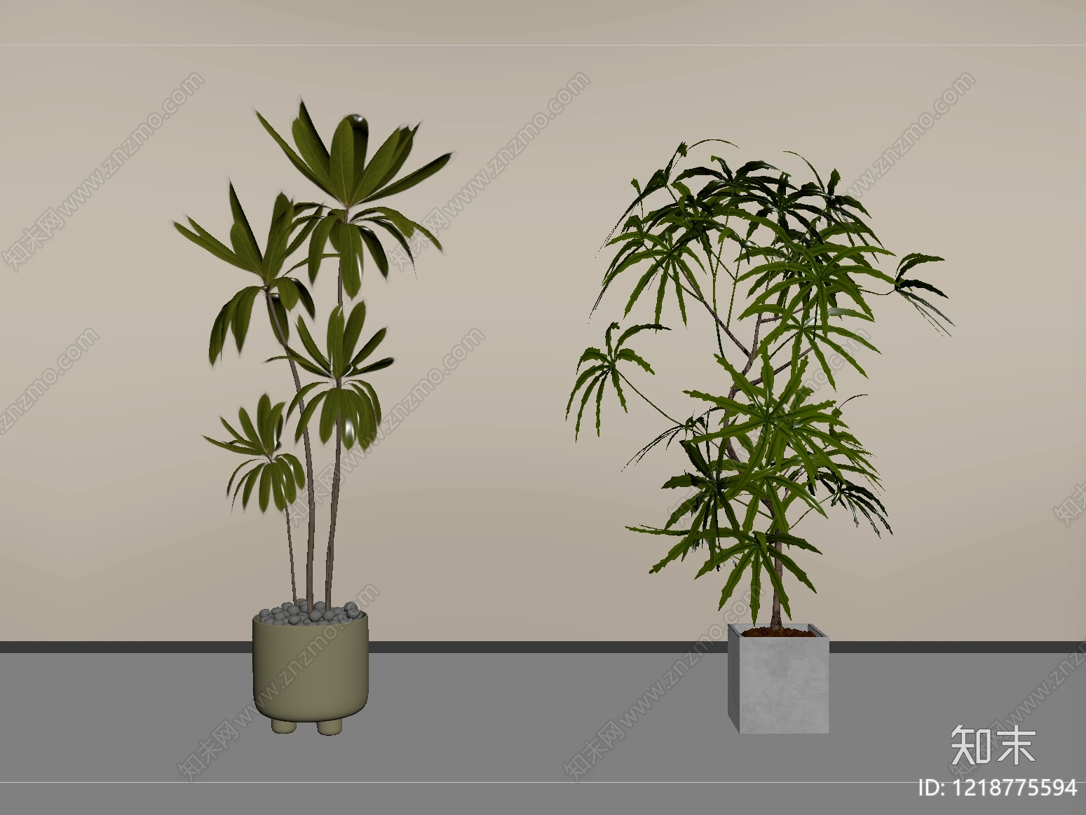 现代简约盆栽SU模型下载【ID:1218775594】