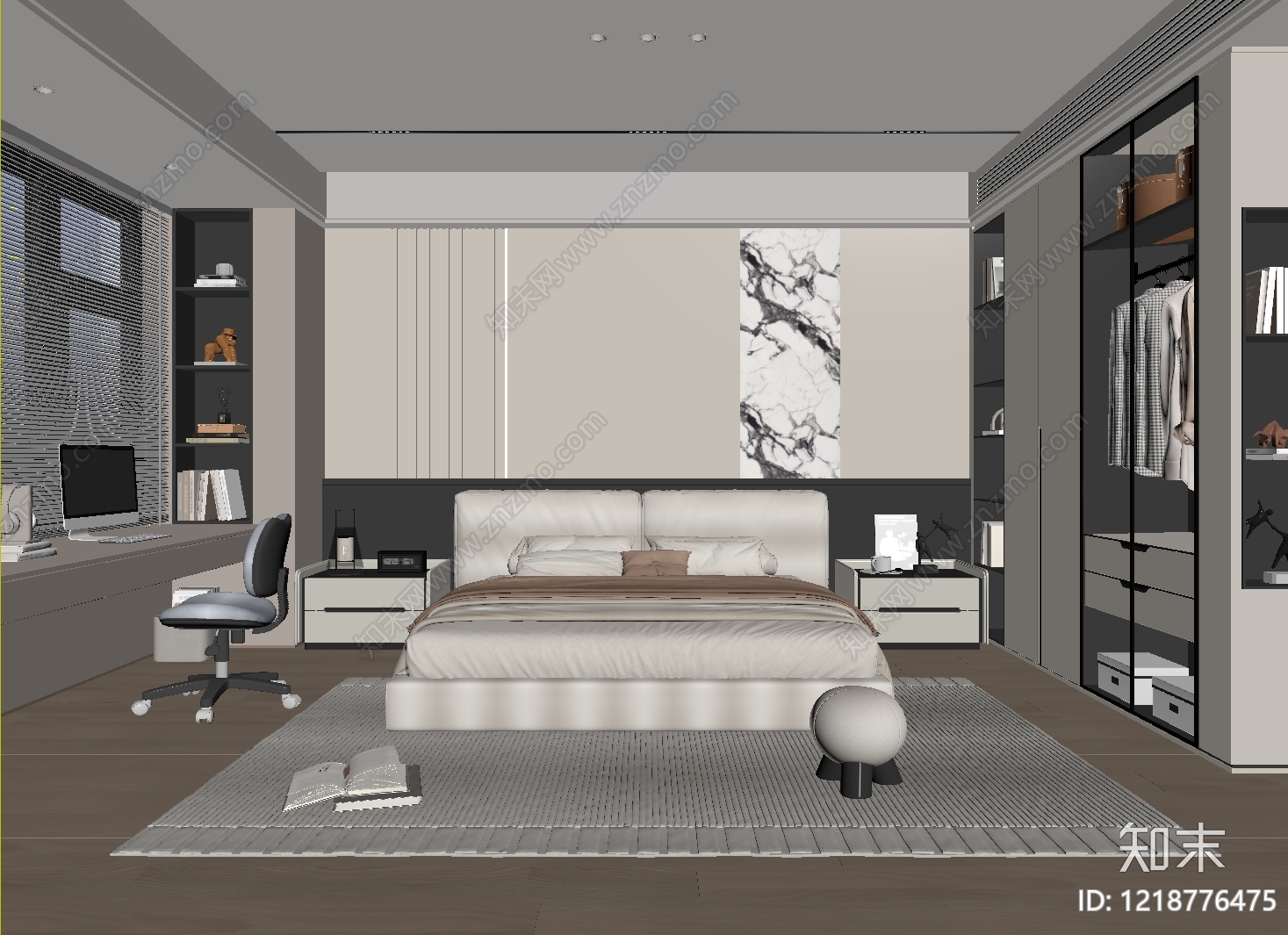 现代简约主卧SU模型下载【ID:1218776475】