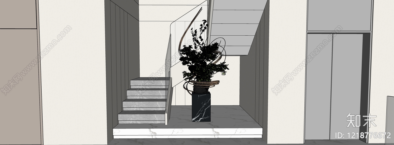 现代直行玻璃楼梯SU模型下载【ID:1218776672】