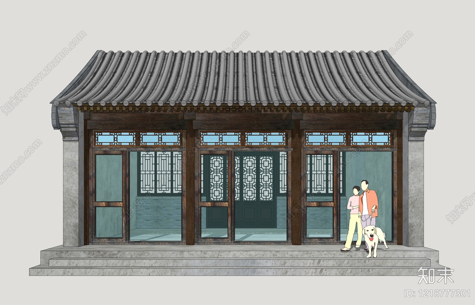 新中式四合院SU模型草图