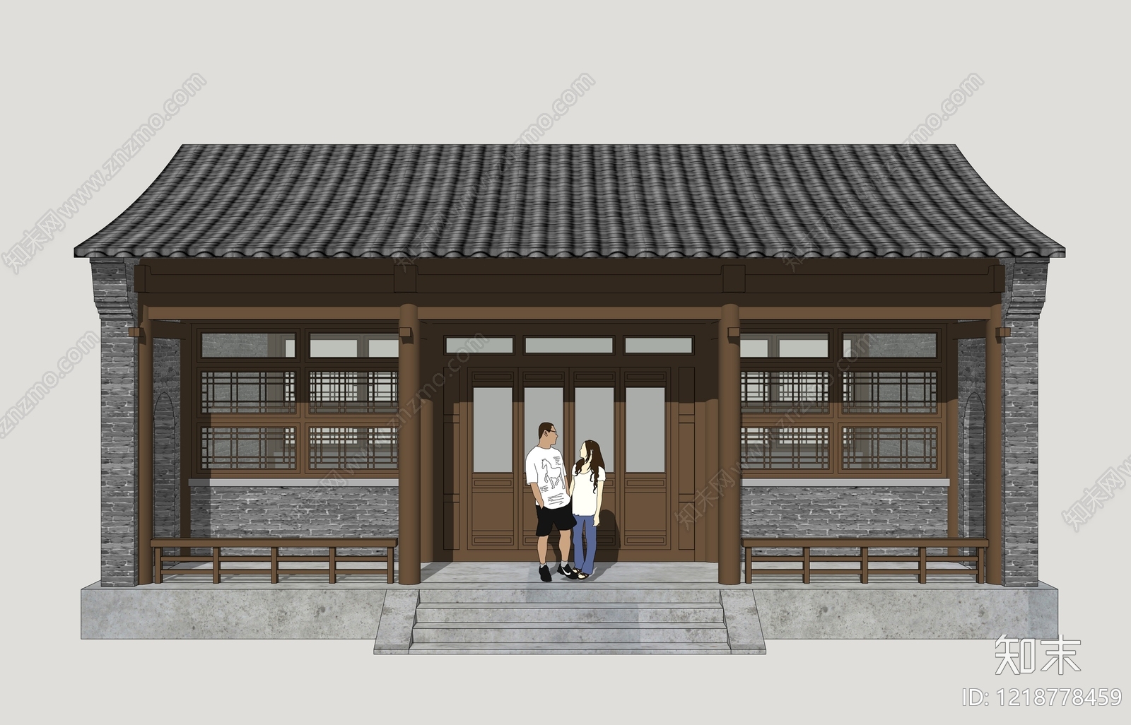 新中式四合院SU模型草图