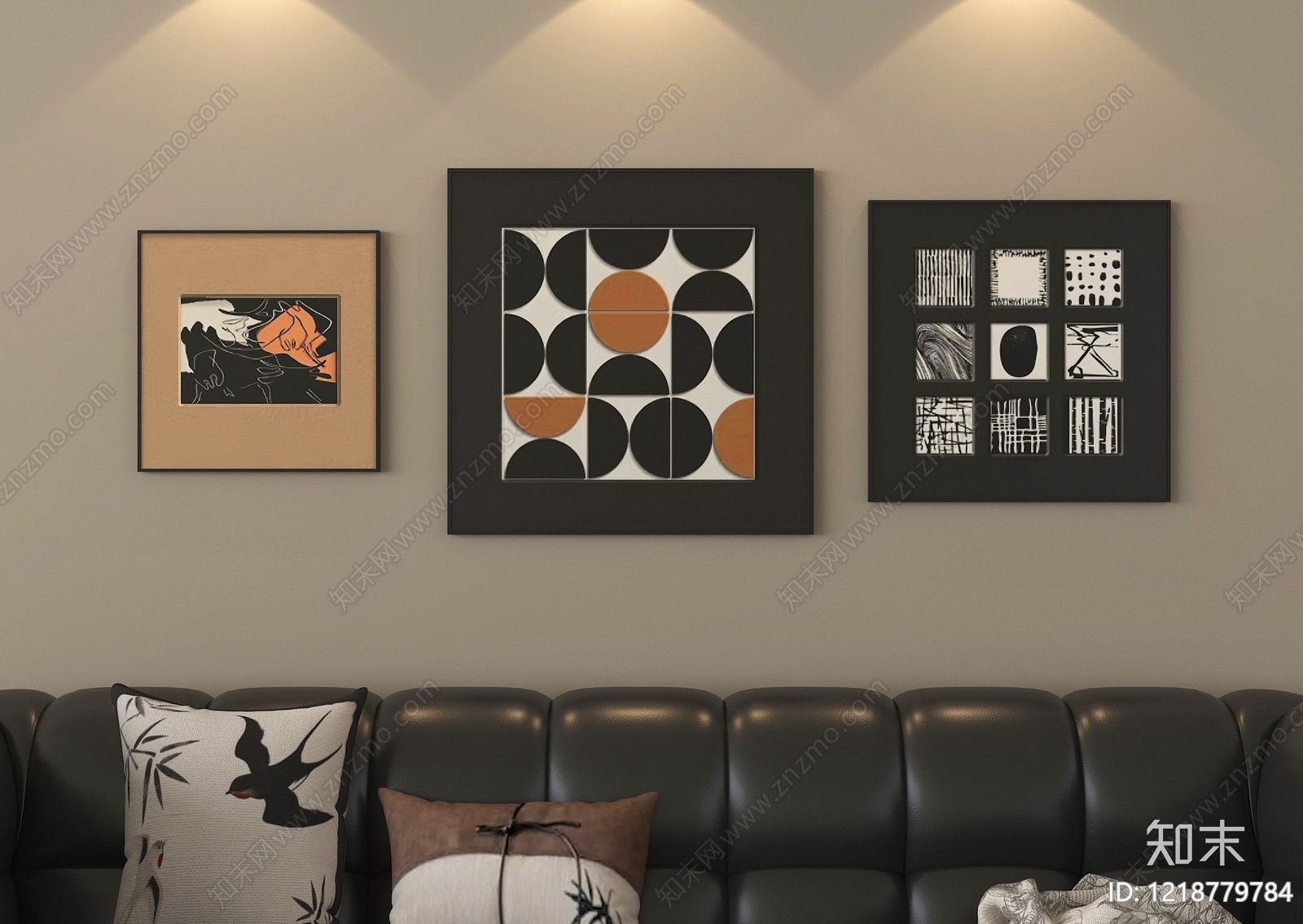 现代简约挂画SU模型草图