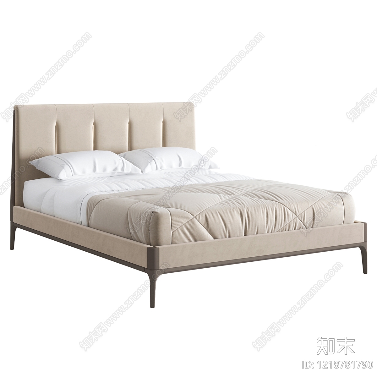 现代简约双人床3D模型下载【ID:1218781790】