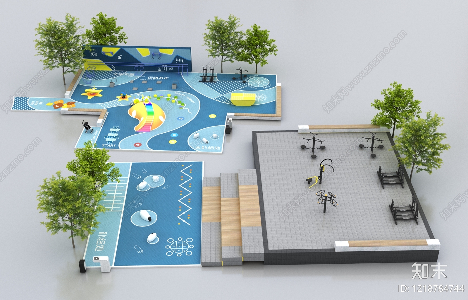 现代运动风运动空间3D模型下载【ID:1218784744】