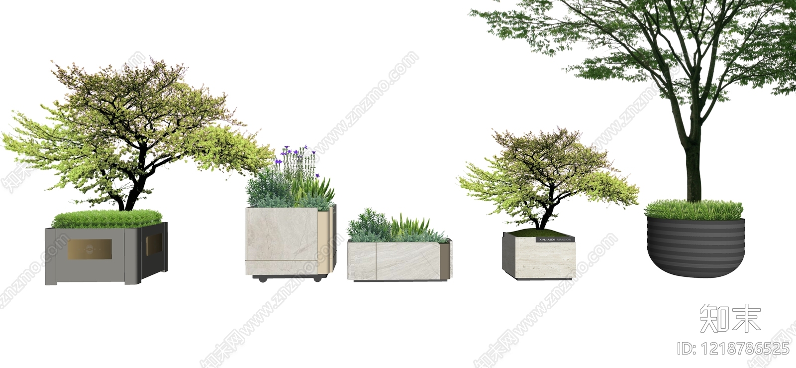 现代简约花钵花器SU模型草图