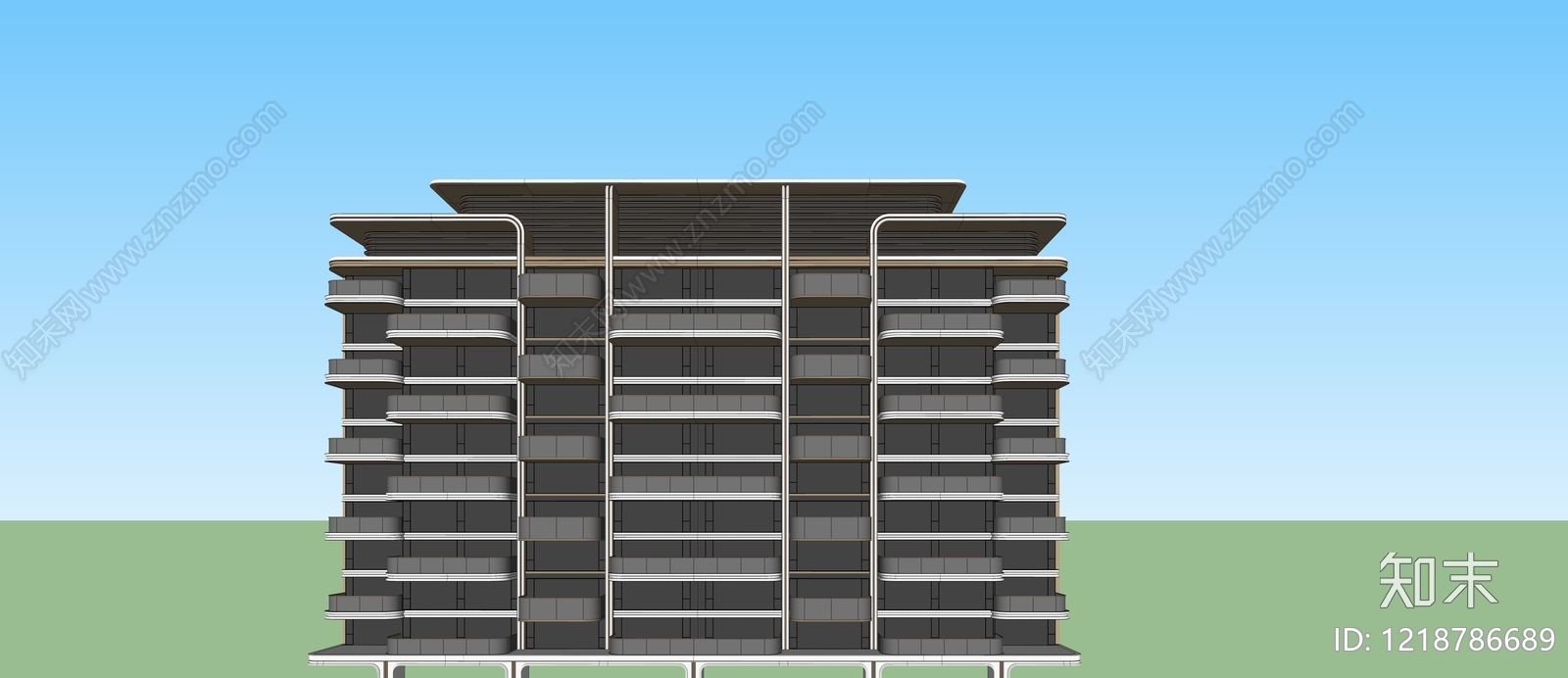 现代主义小高层住宅楼SU模型下载【ID:1218786689】
