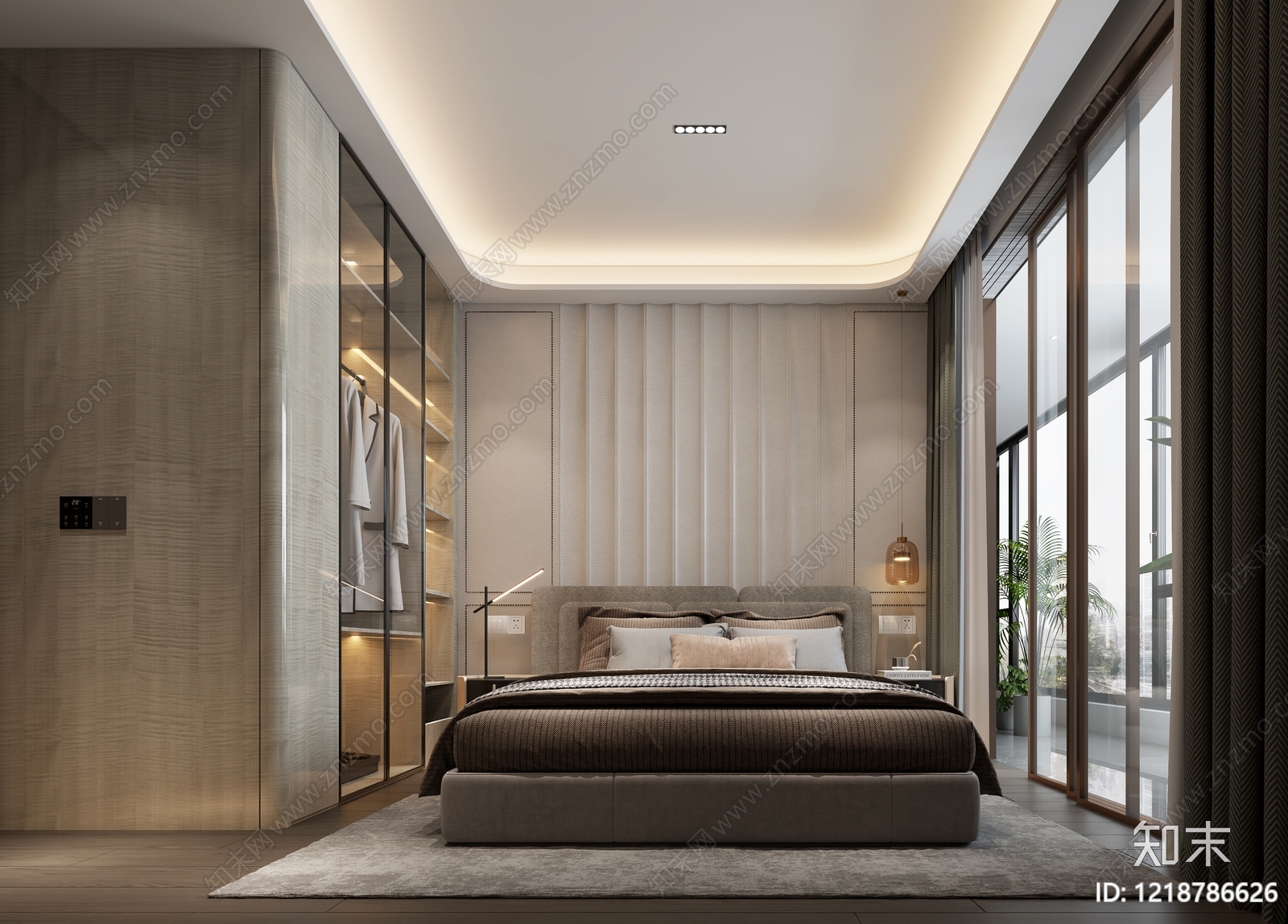 现代简约主卧3D模型下载【ID:1218786626】