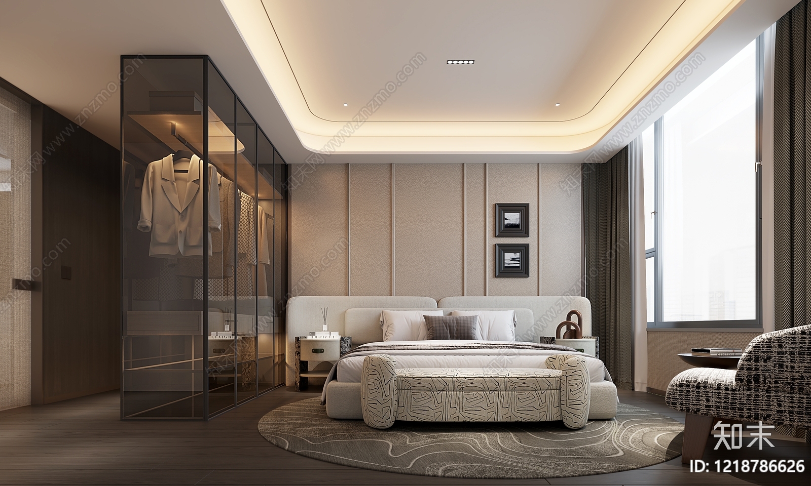 现代简约主卧3D模型下载【ID:1218786626】