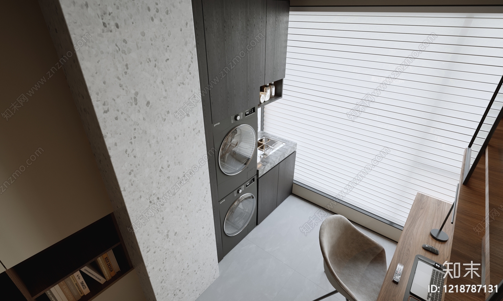 现代简约书房3D模型下载【ID:1218787131】