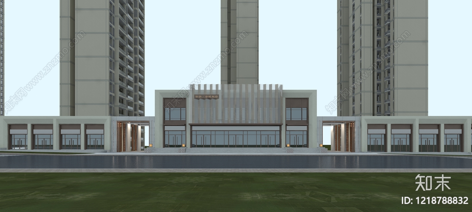 新中式入口大门SU模型下载【ID:1218788832】