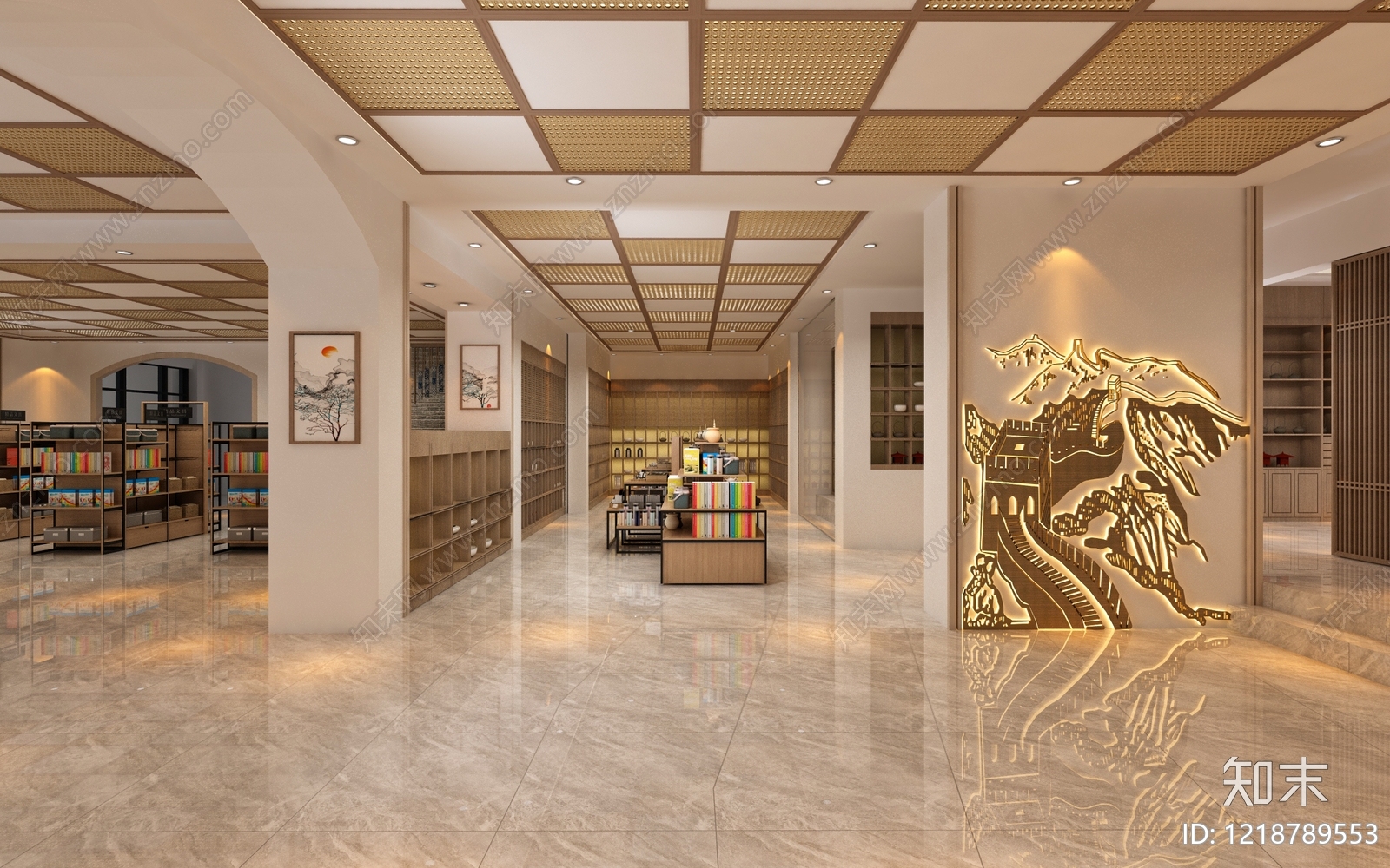 新中式书店3D模型下载【ID:1218789553】