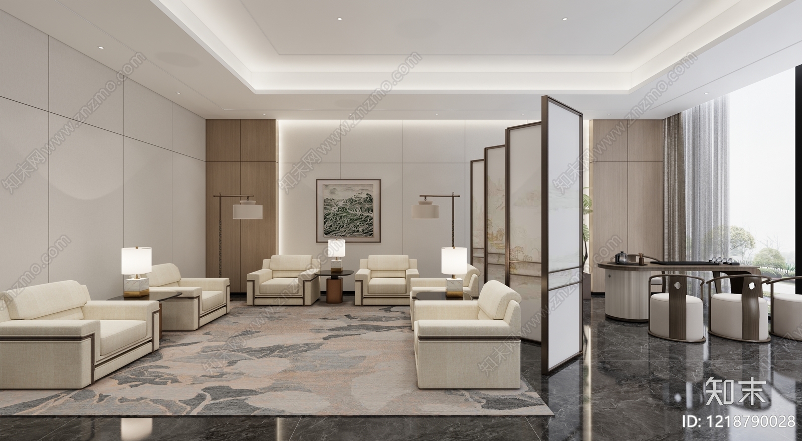 新中式接待室SU模型下载【ID:1218790028】