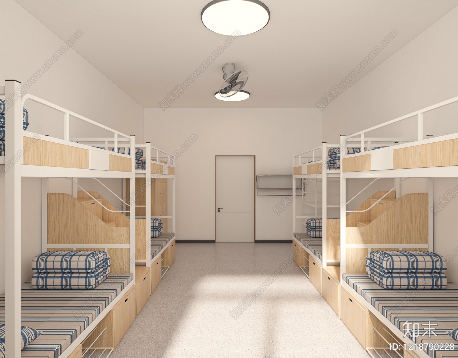 现代简约学生宿舍3D模型渲染效果图