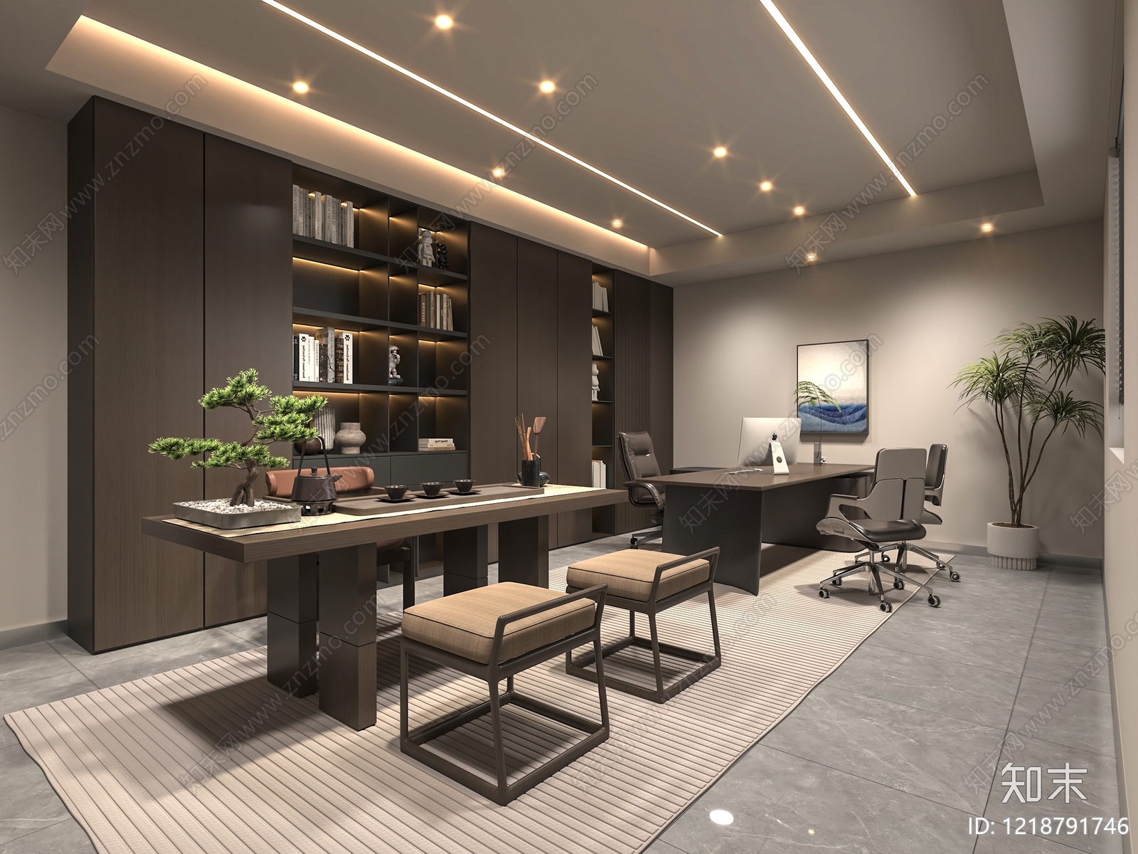 现代简约董事长办公室3D模型下载【ID:1218791746】