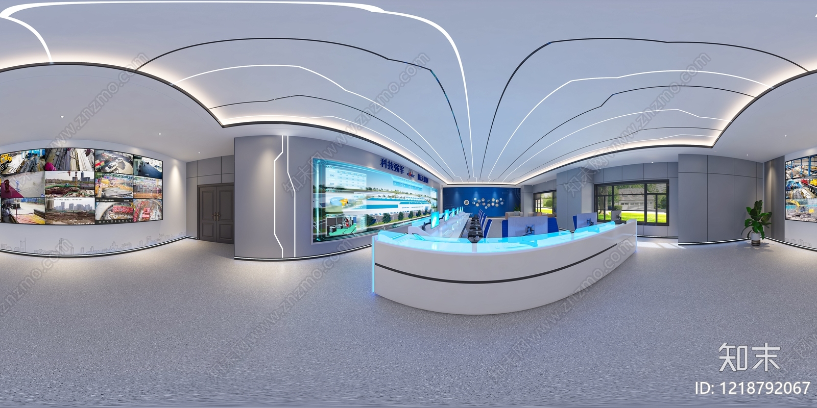 现代科技风指挥中心3D模型渲染效果图
