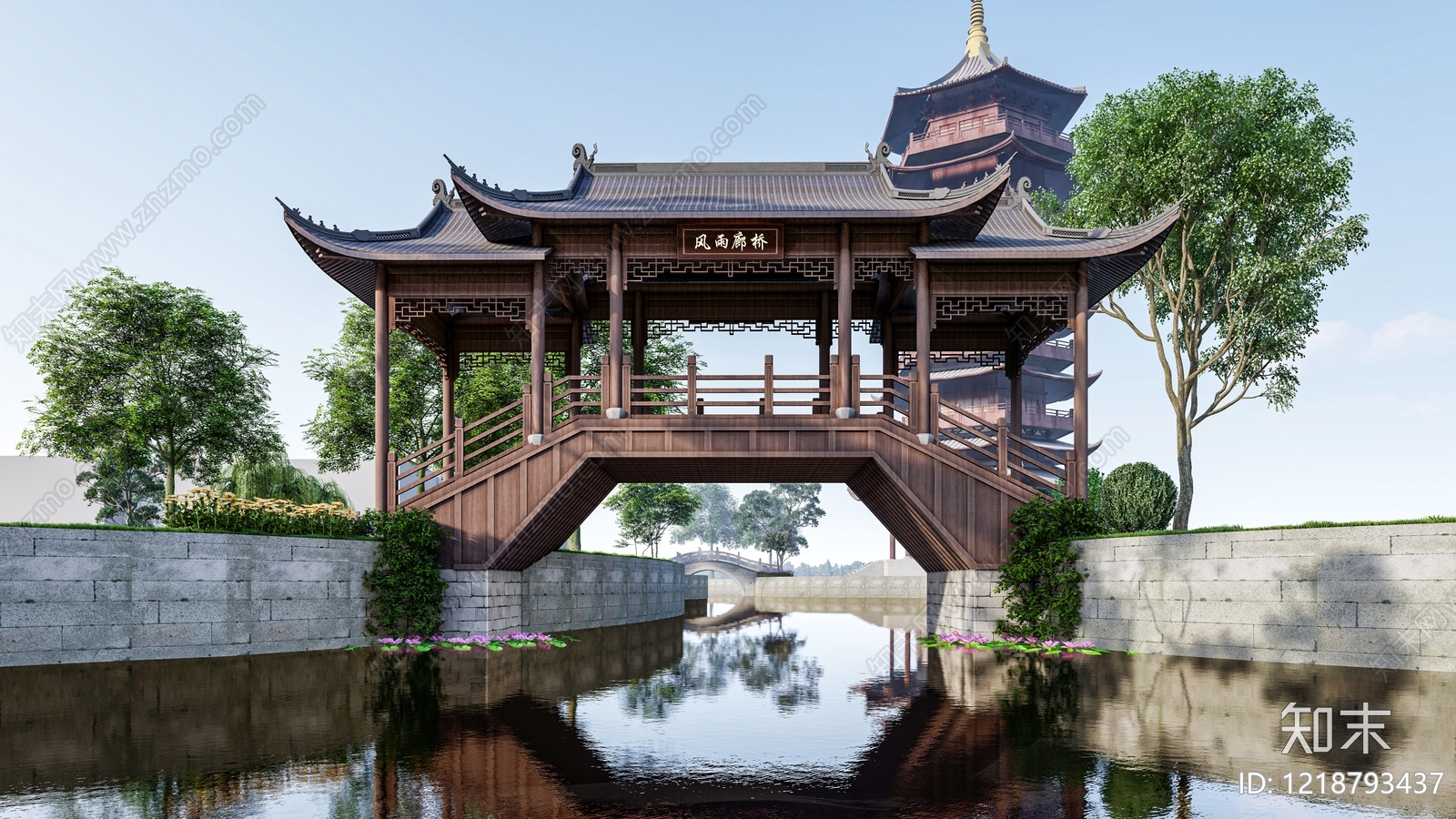 新中式古建筑SU模型下载【ID:1218793437】