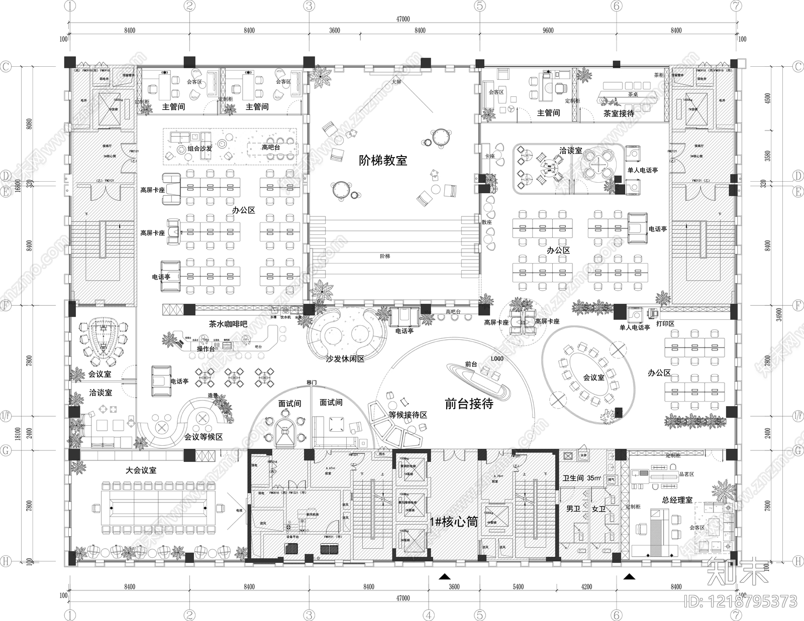 整体办公空间cad施工图下载【ID:1218795373】
